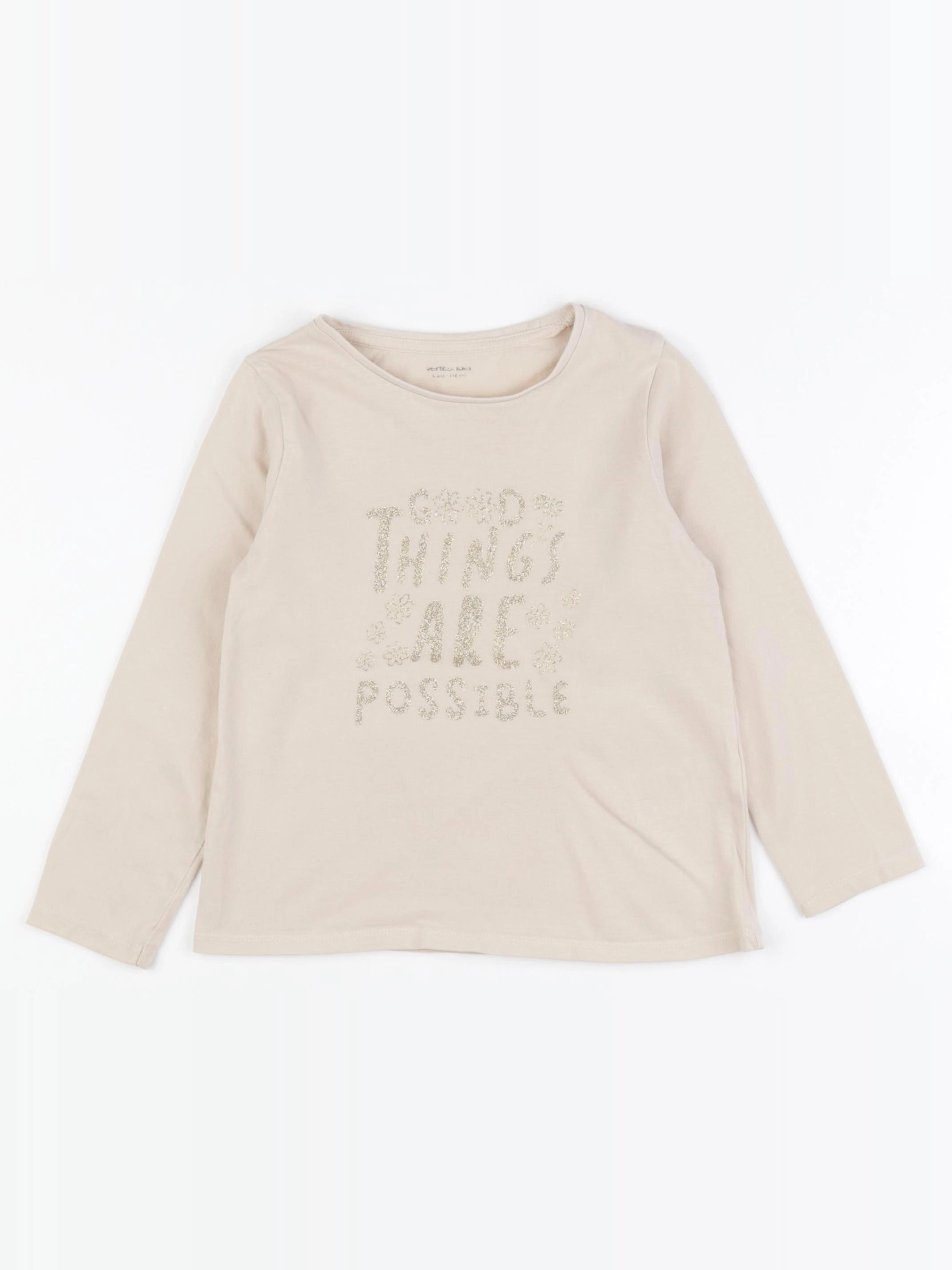 Vertbaudet - tee-shirt beige - 6 ans