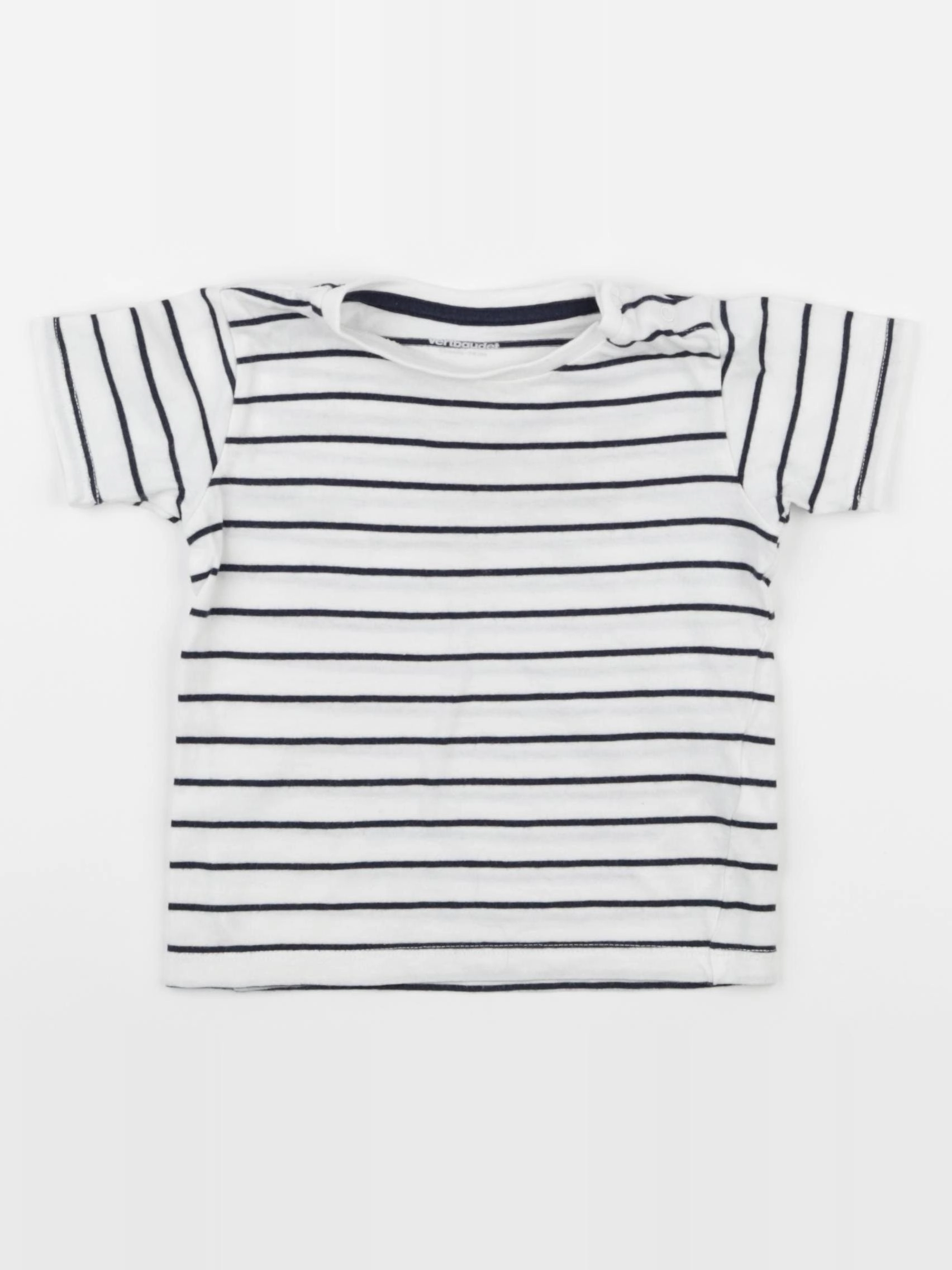 Vertbaudet - tee-shirt blanc, bleu - 12 mois