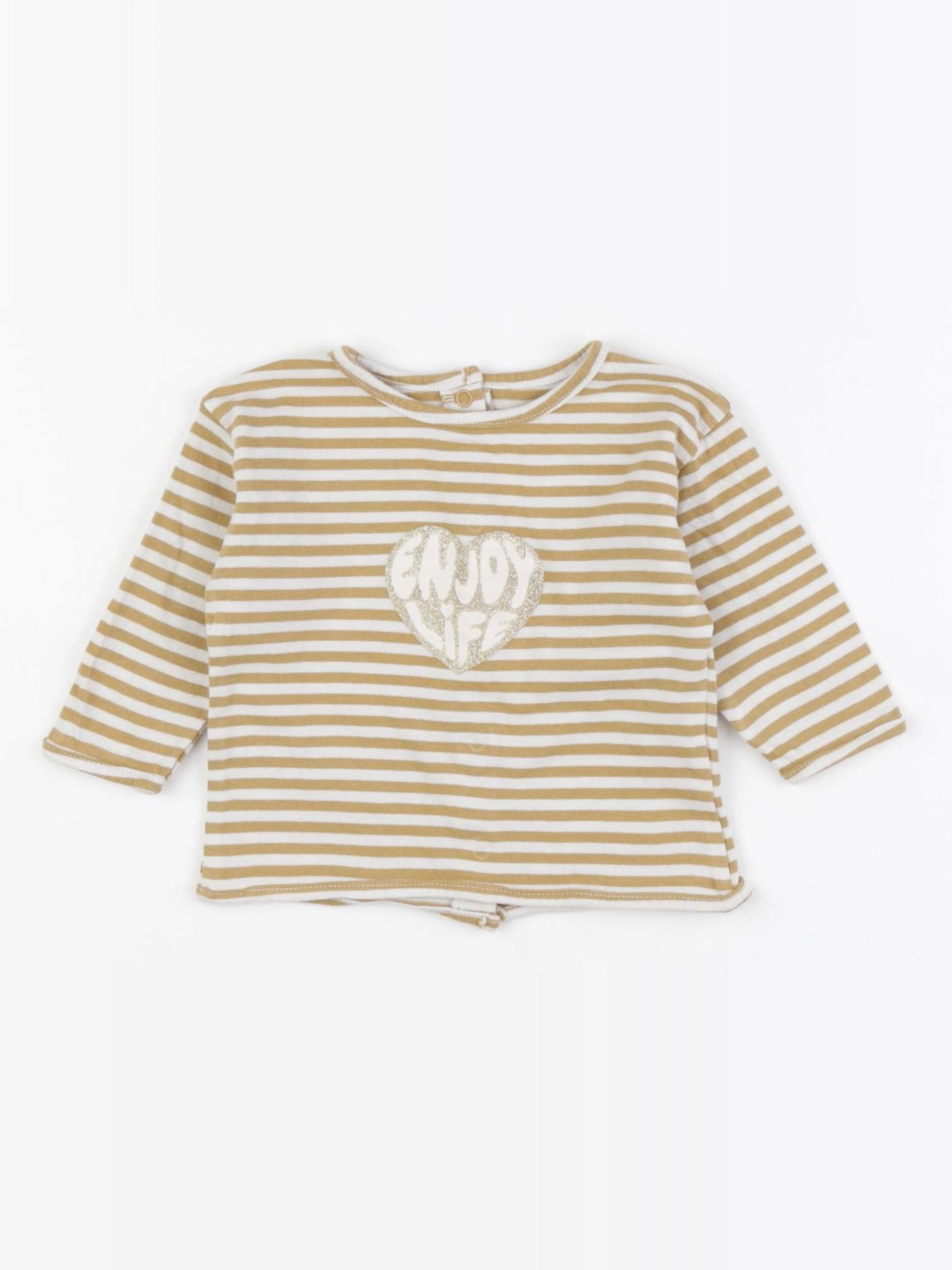 Vertbaudet - tee-shirt jaune, blanc - 3 mois