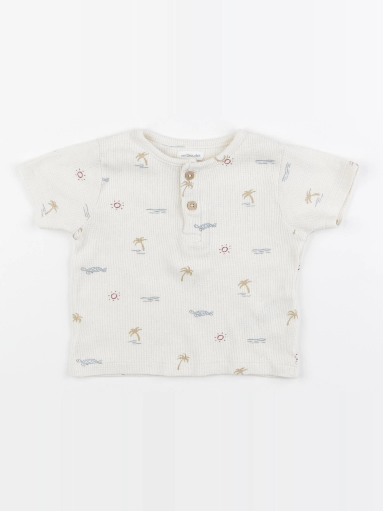 Vertbaudet - tee-shirt coton beige - 9 mois