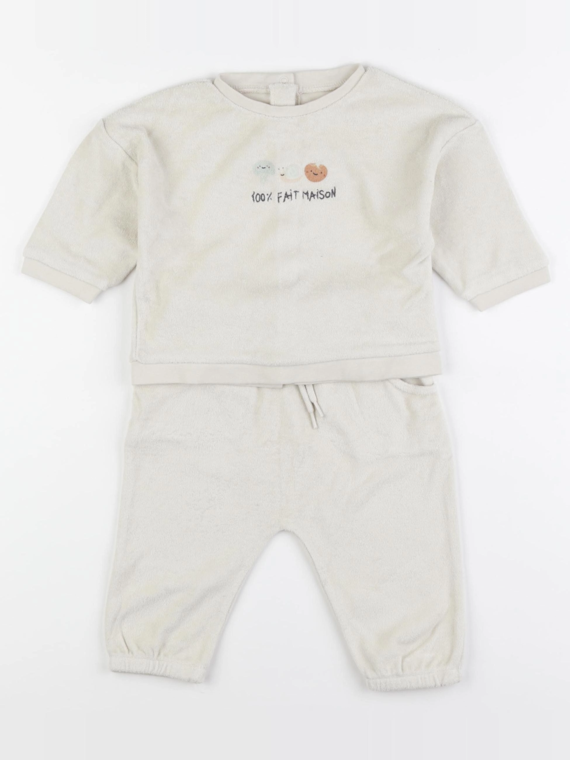 Vertbaudet - ensemble beige - 9 mois