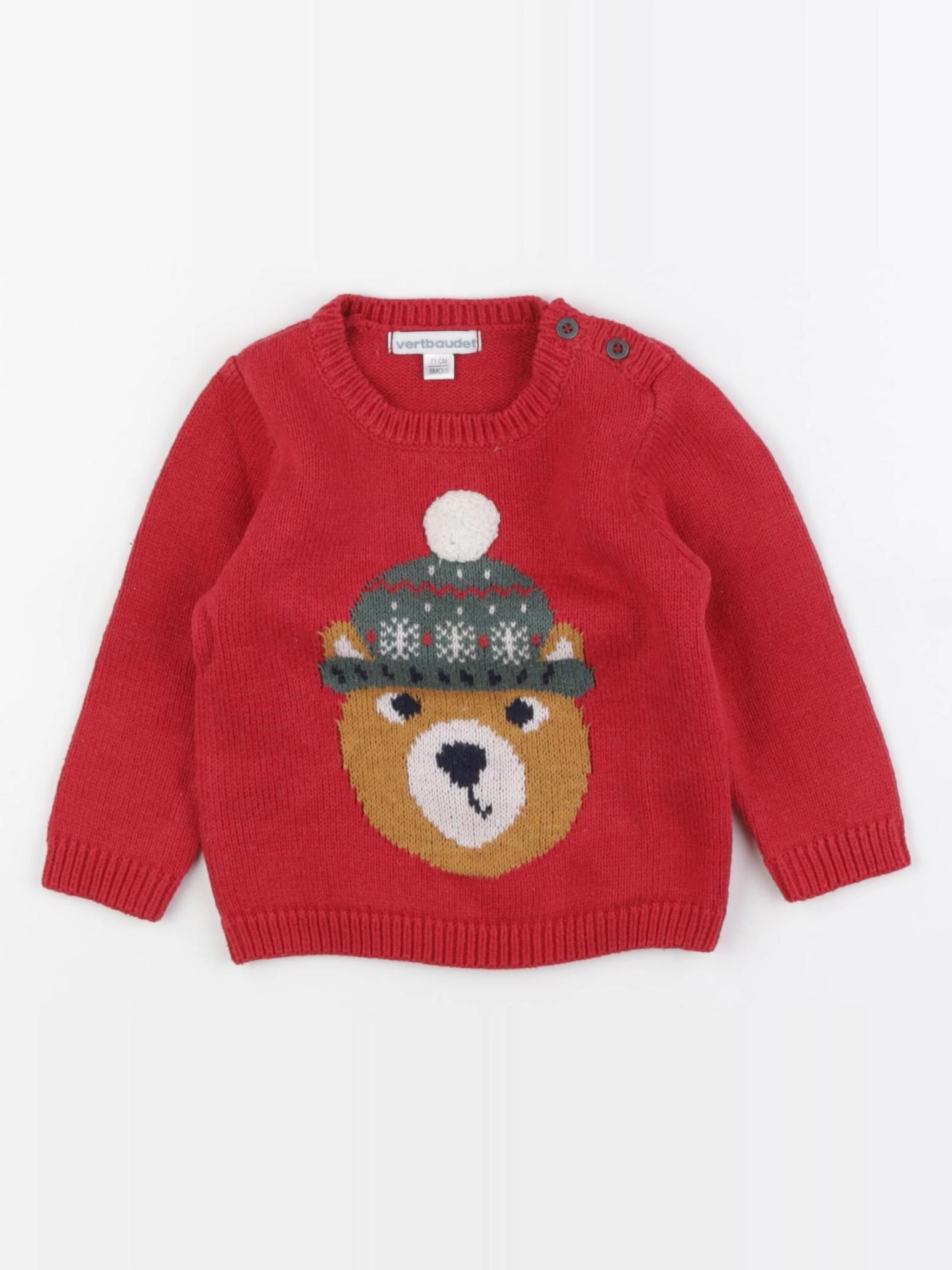 Vertbaudet - pull rouge - 9 mois
