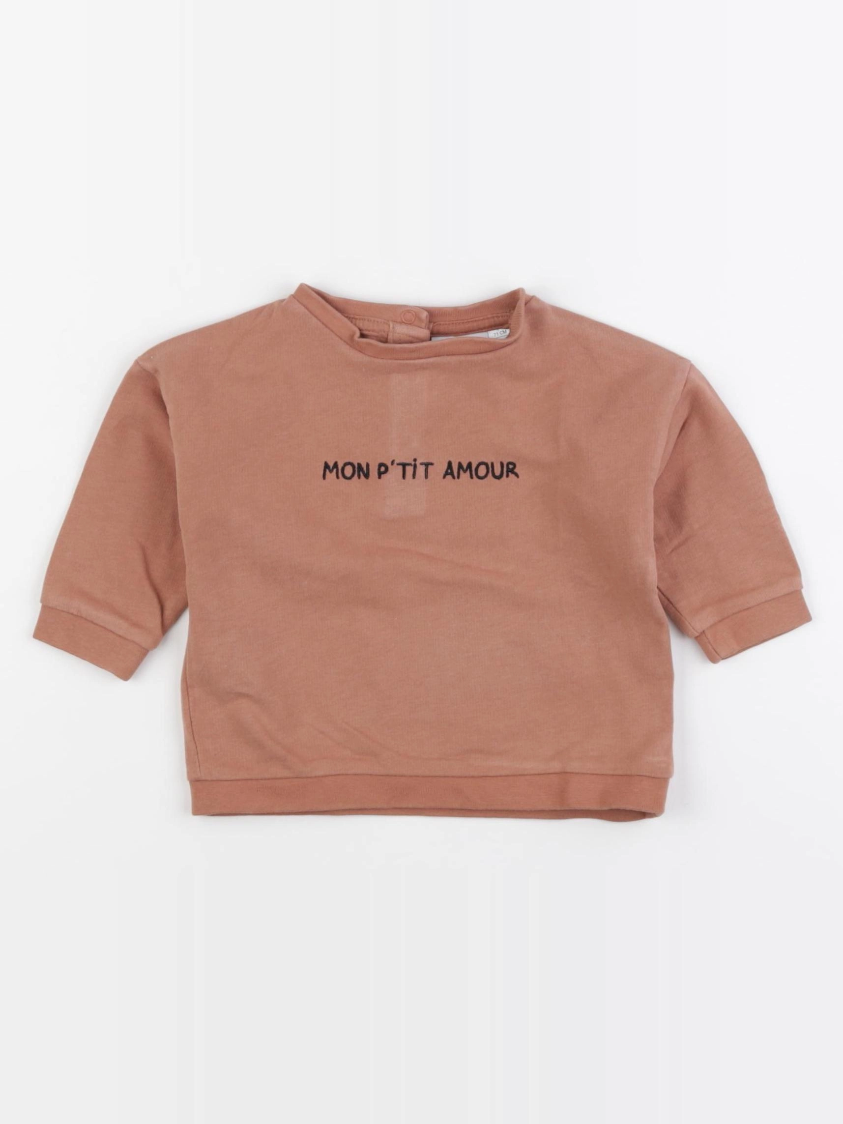 Vertbaudet - sweat marron - 9 mois