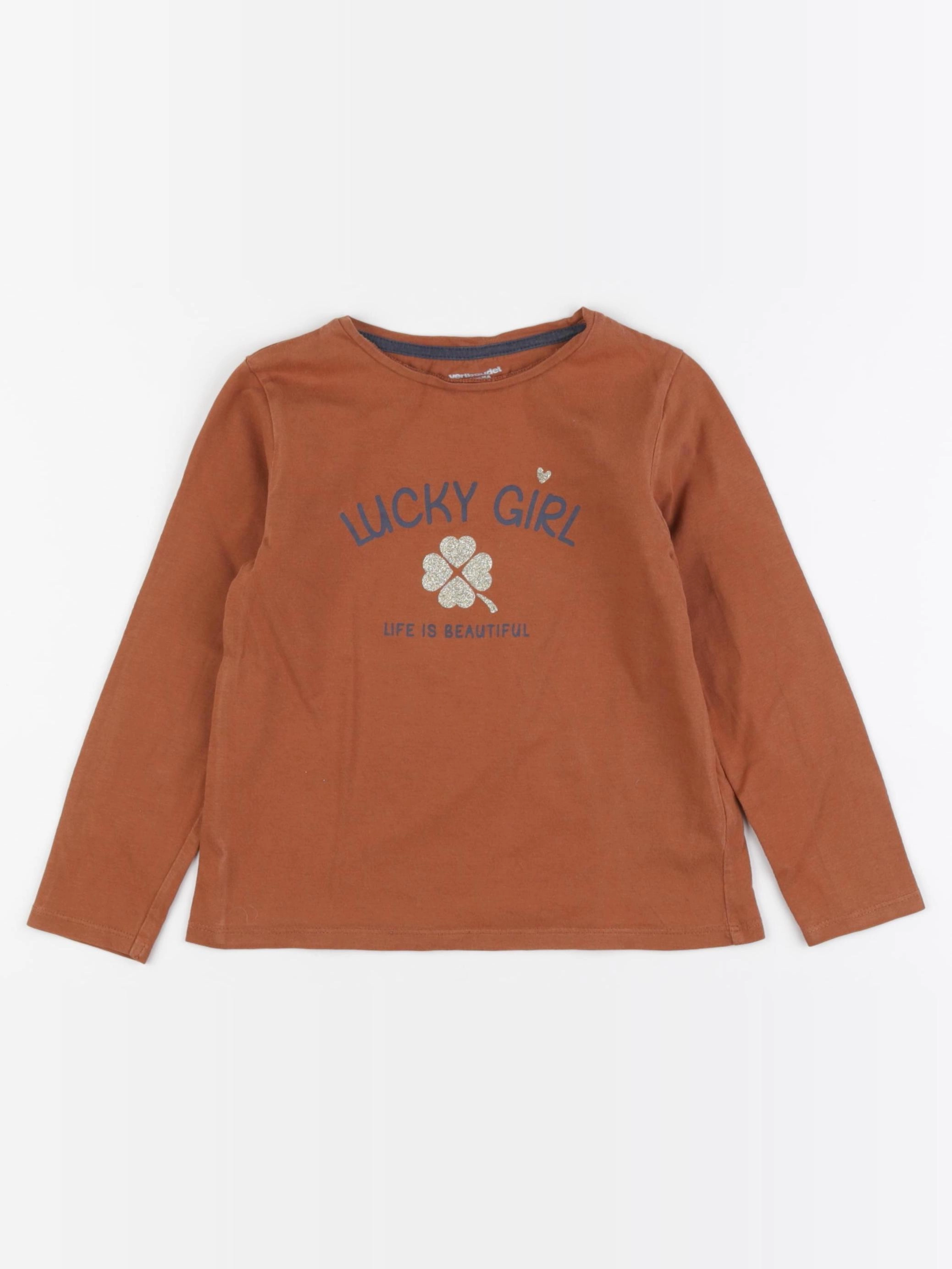 Vertbaudet - tee-shirt marron, or - 6 ans