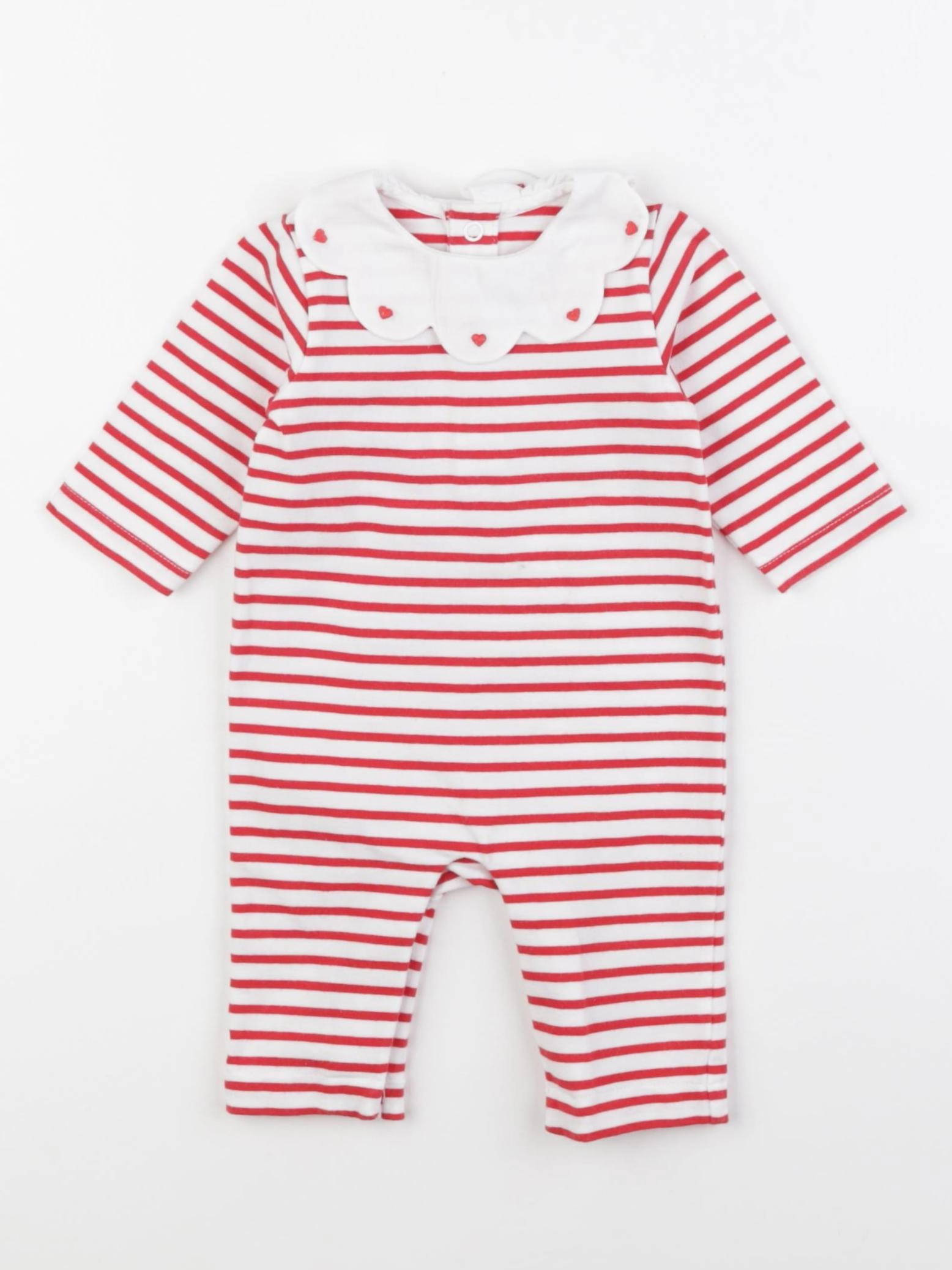 Jacadi - pyjama coton blanc, rouge - 3 mois