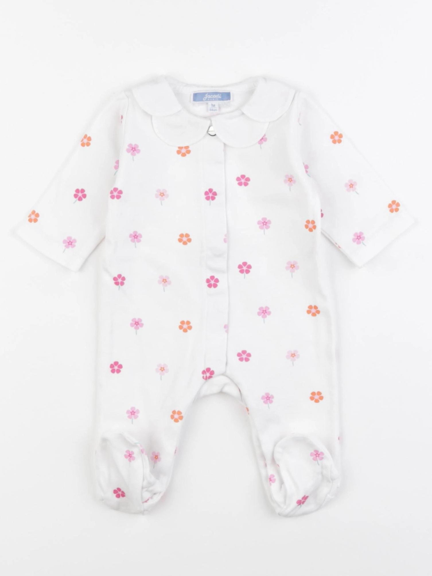 Jacadi - pyjama coton rose, blanc - 1 mois