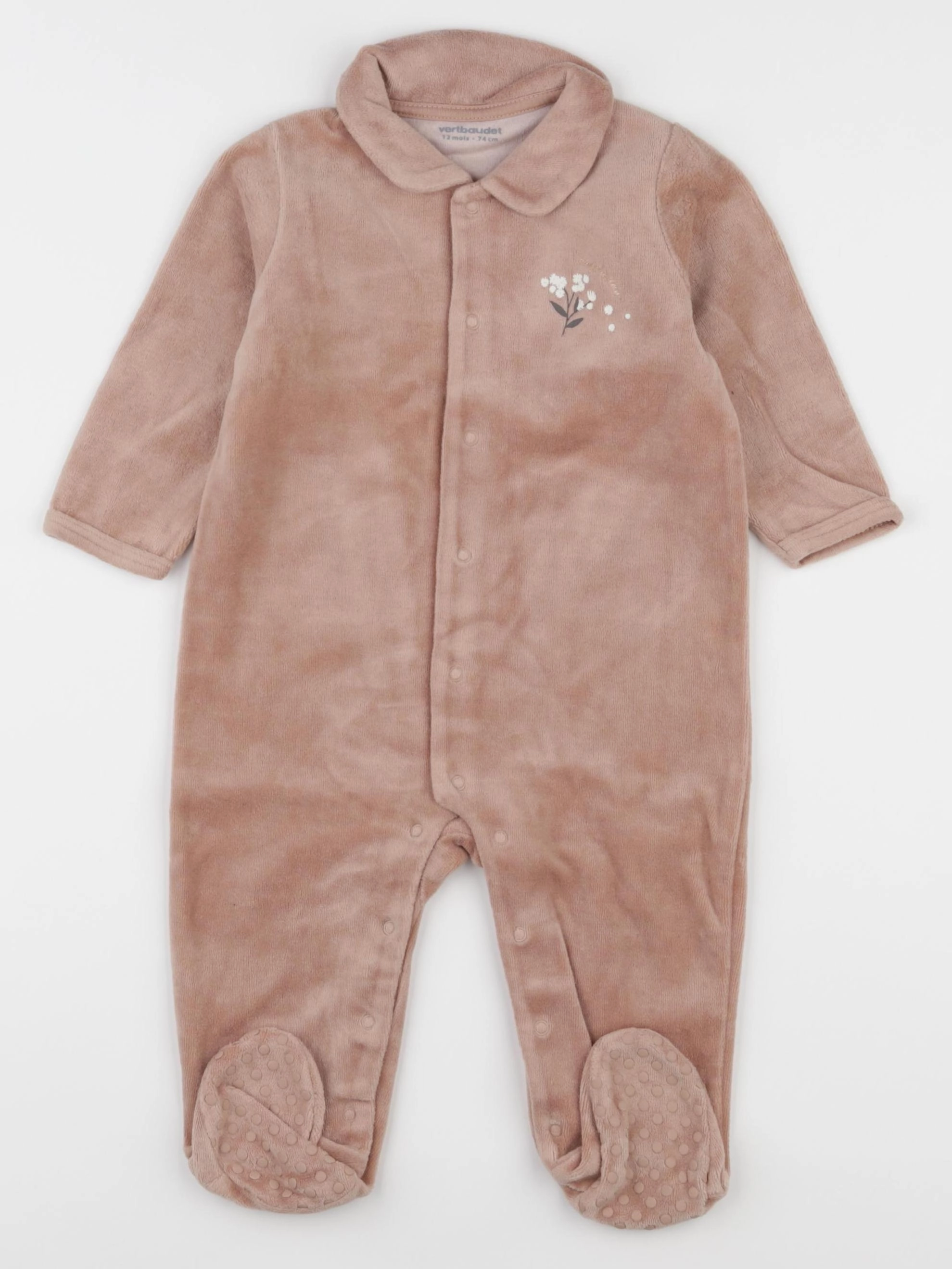 Vertbaudet - pyjama velours marron - 12 mois