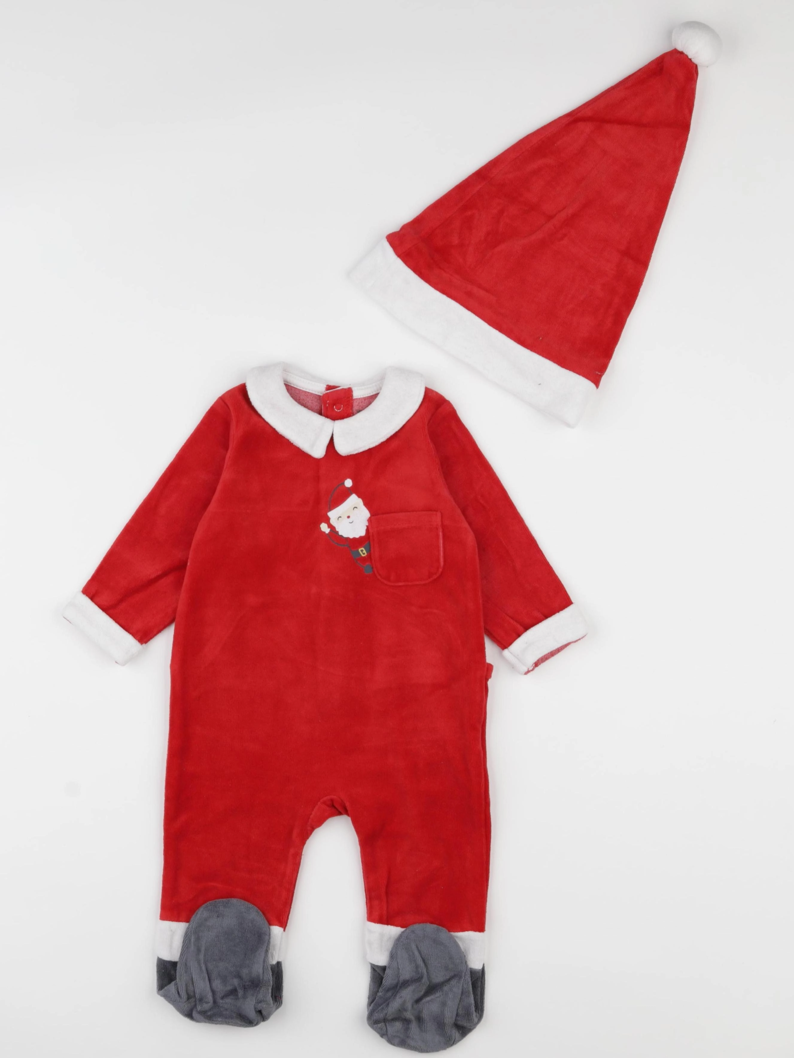 Vertbaudet - pyjama velours rouge - 9 mois