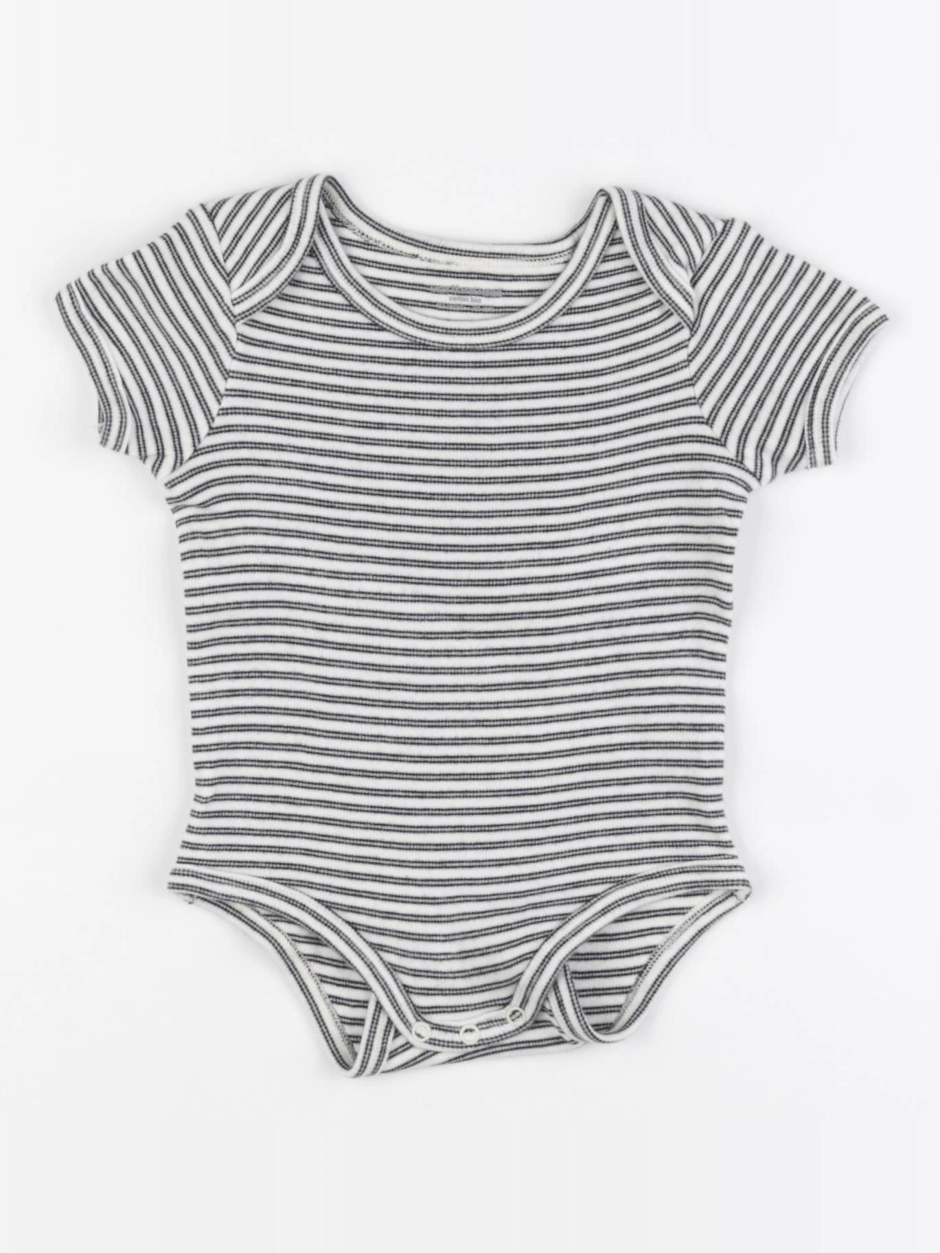 Vertbaudet - body blanc, noir - 12 mois