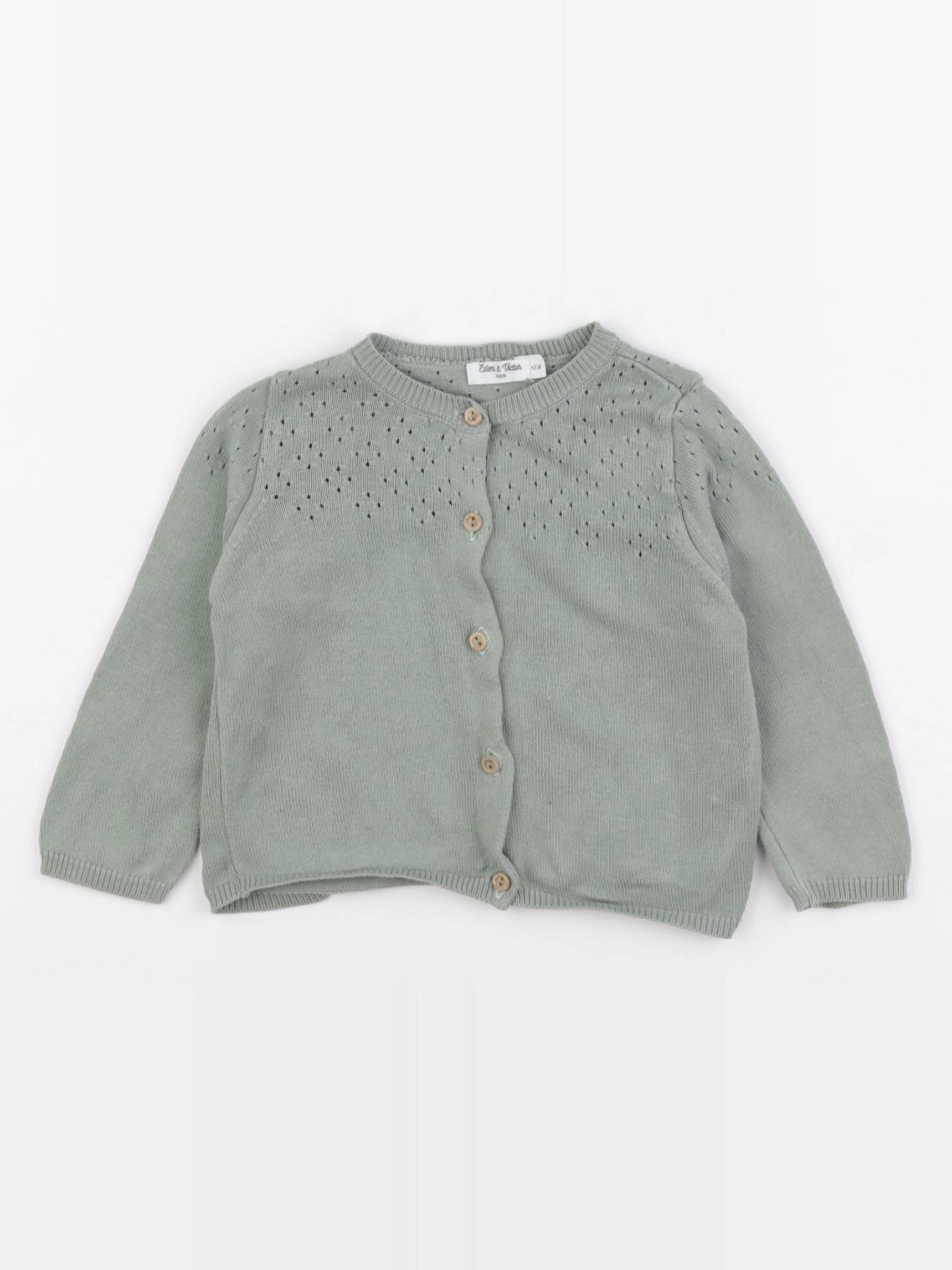 Eden & Victor - gilet vert - 12 mois