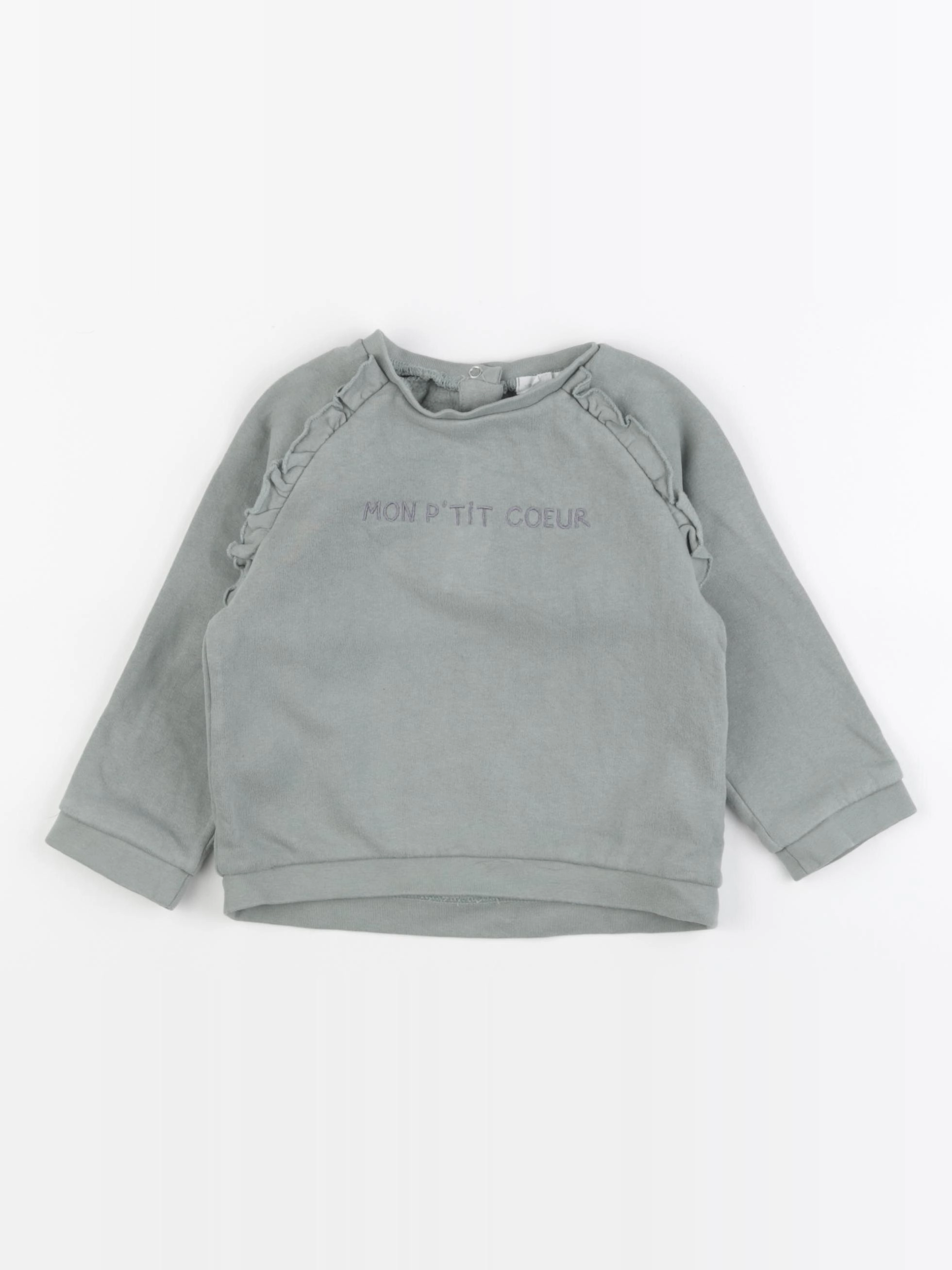 Vertbaudet - sweat vert - 24 mois