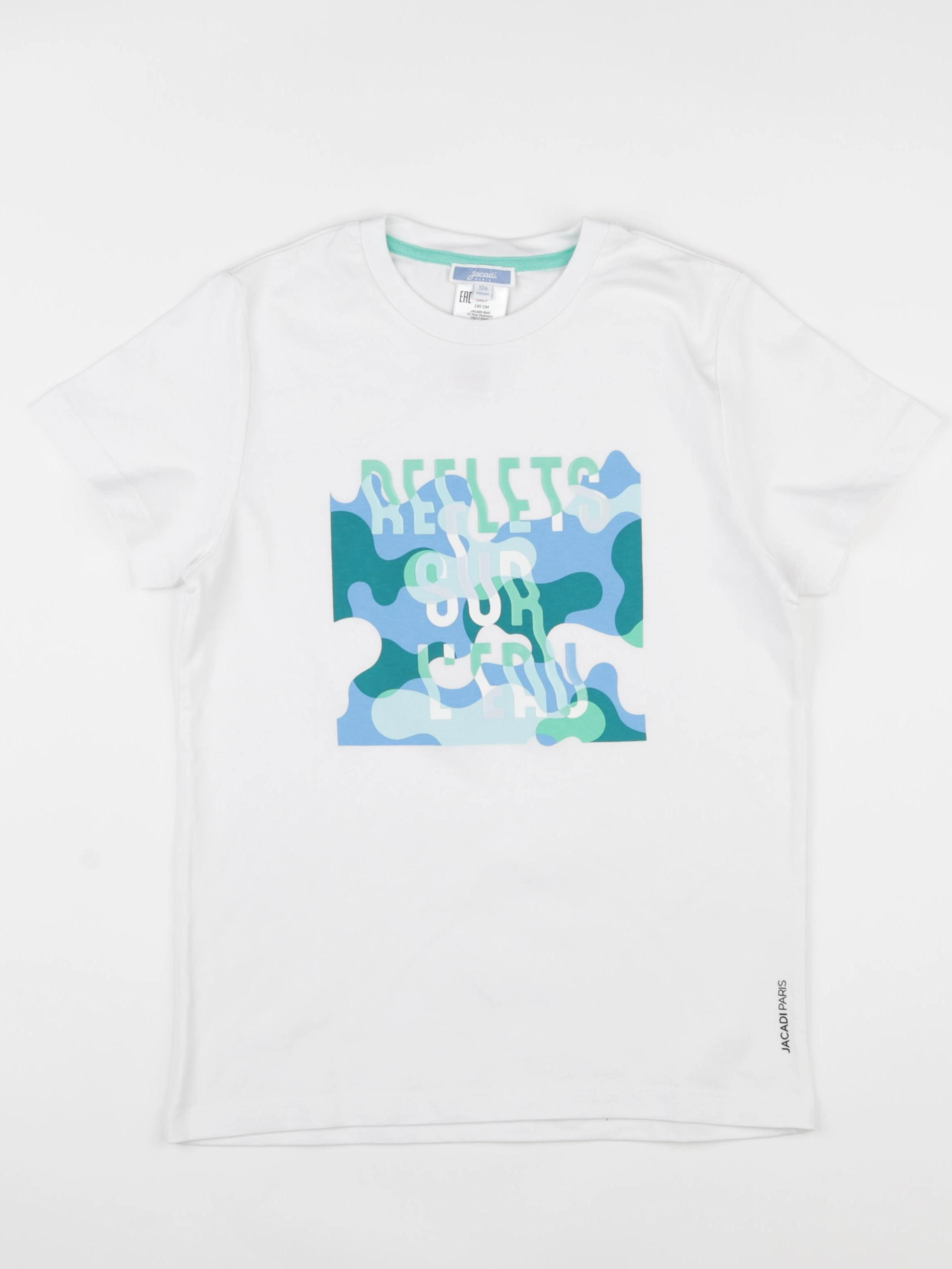 Jacadi - tee-shirt blanc, bleu - 10 ans