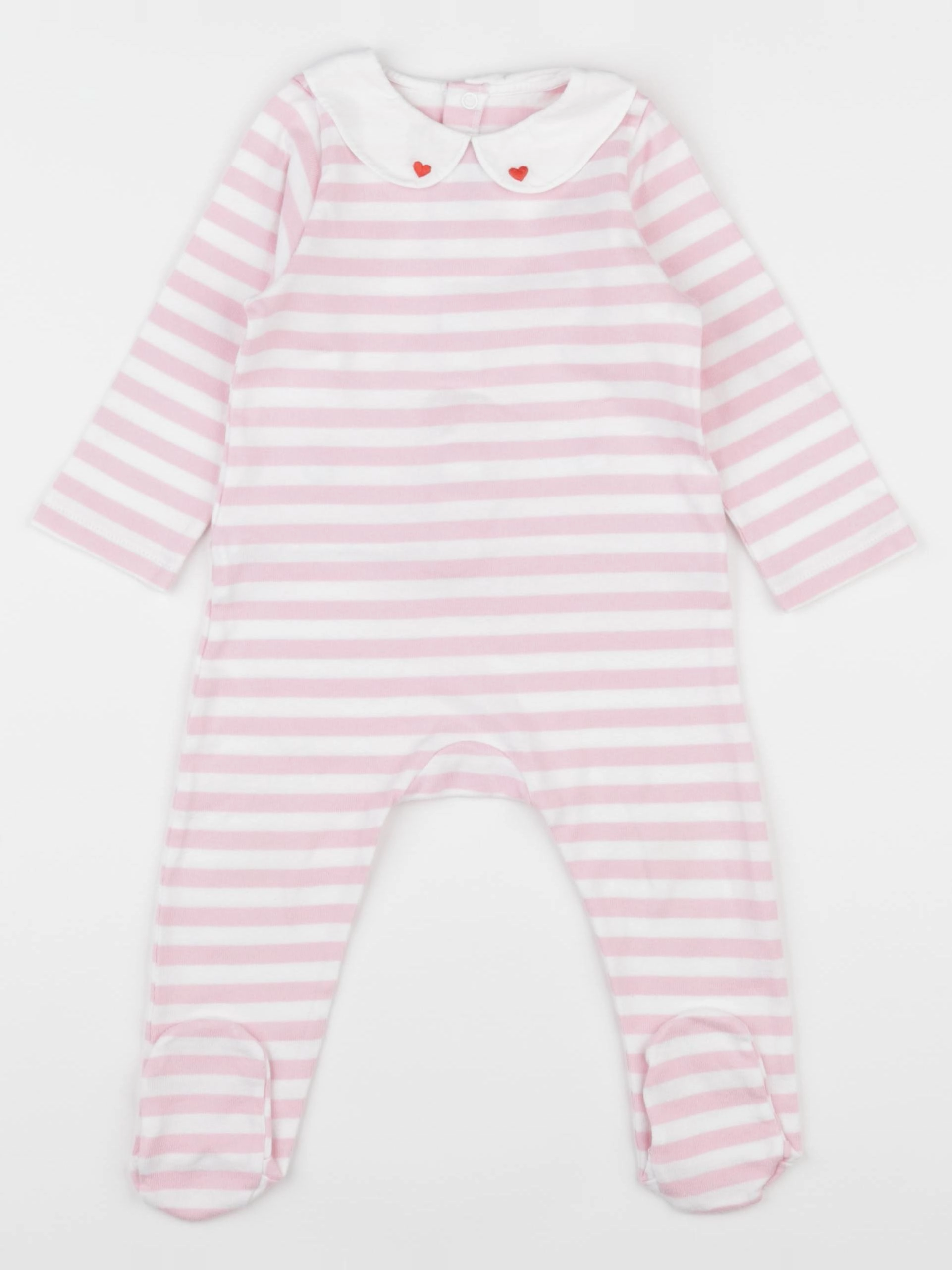 Jacadi - pyjama coton blanc, rose - 12 mois