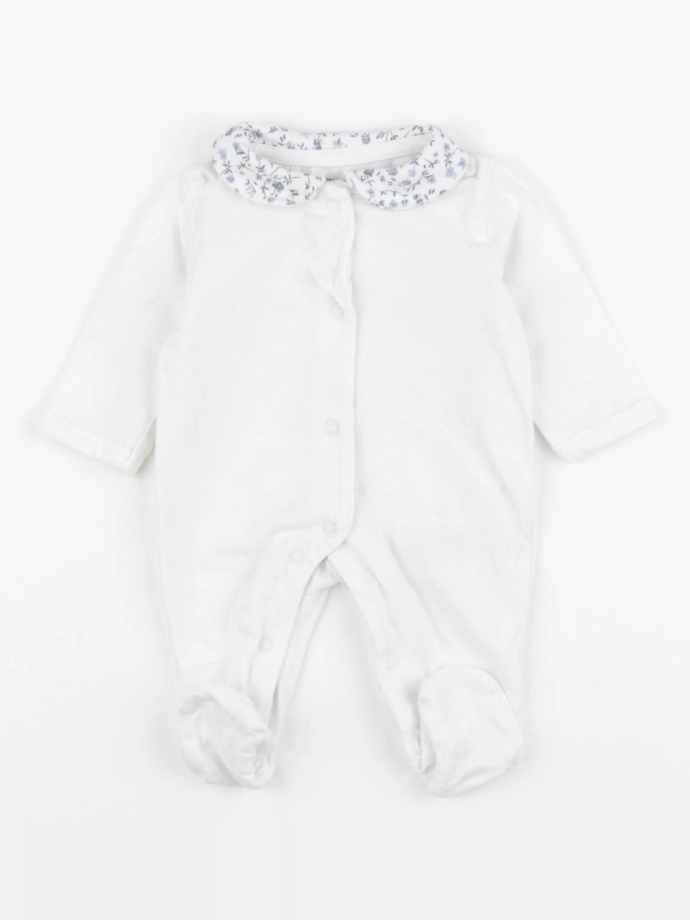 Vertbaudet - pyjama coton blanc, bleu - 0 mois