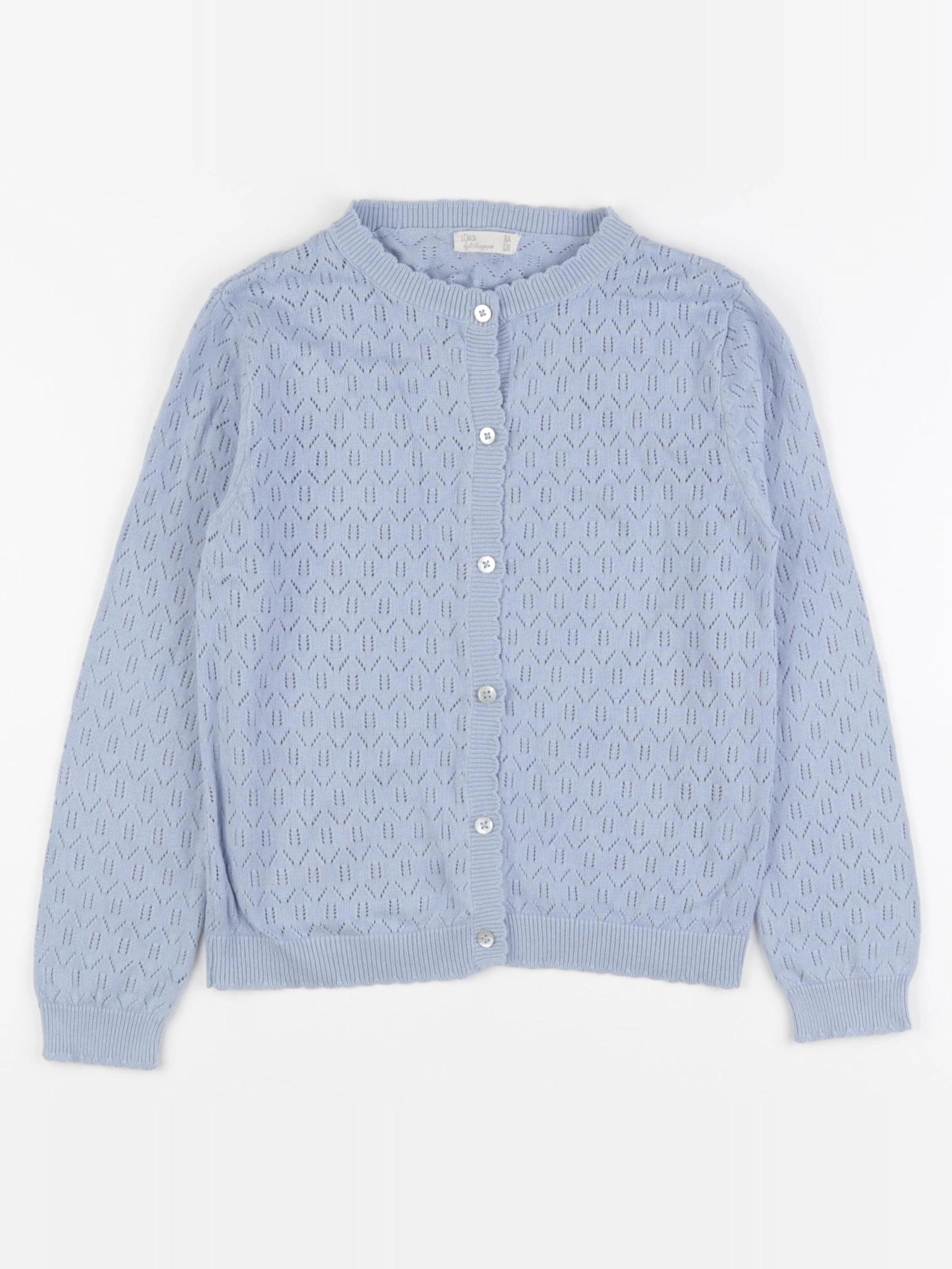 Little Cigogne - gilet bleu - 8 ans