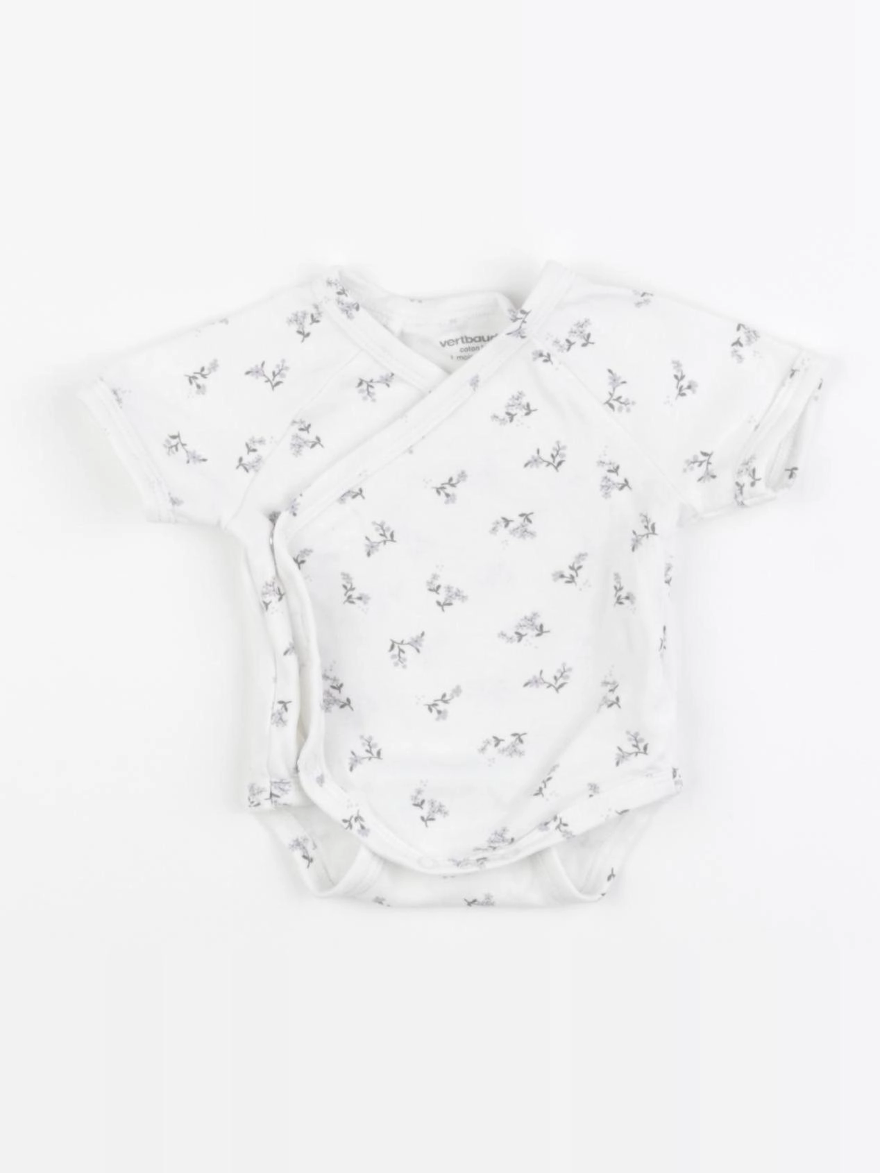 Vertbaudet - body violet, blanc - 1 mois