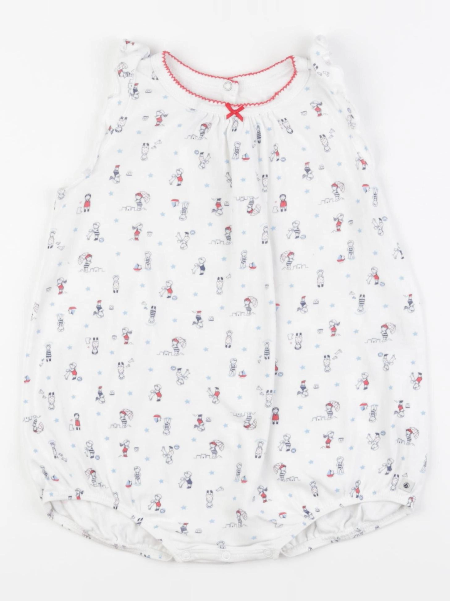 Petit Bateau - pyjama coton blanc, rouge - 24 mois