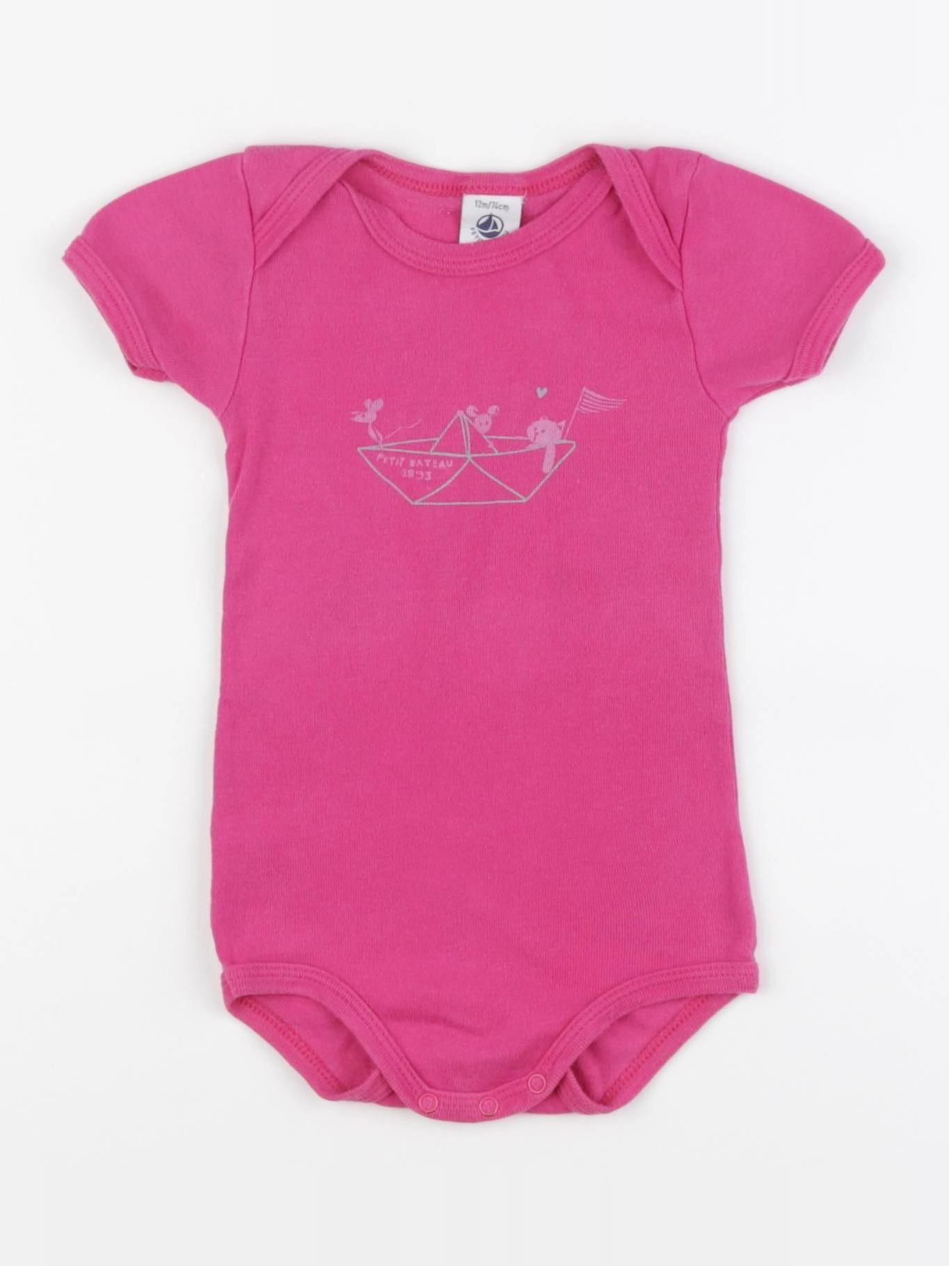 Petit Bateau - body rose - 12 mois