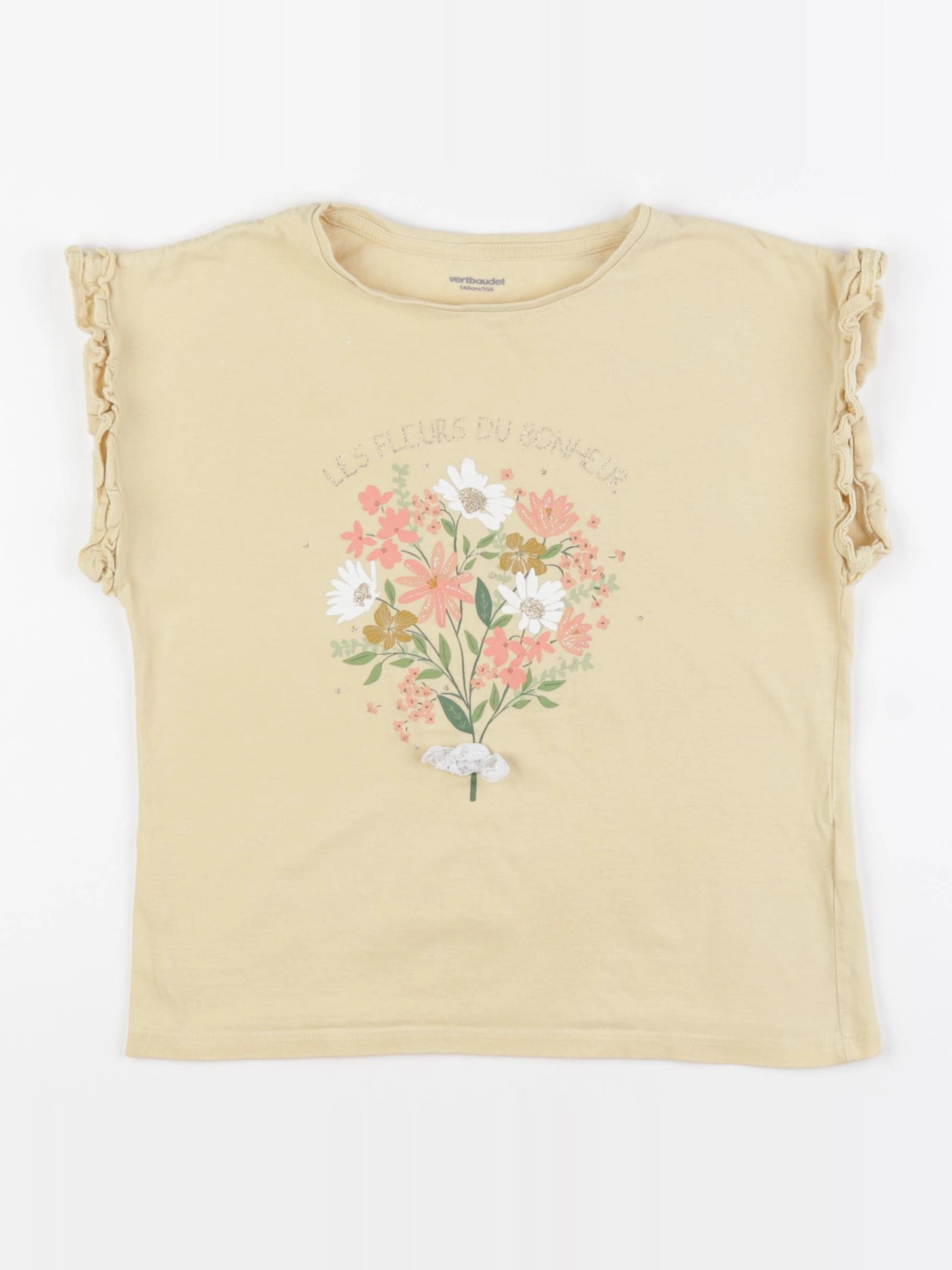 Vertbaudet - tee-shirt jaune, or - 10 ans