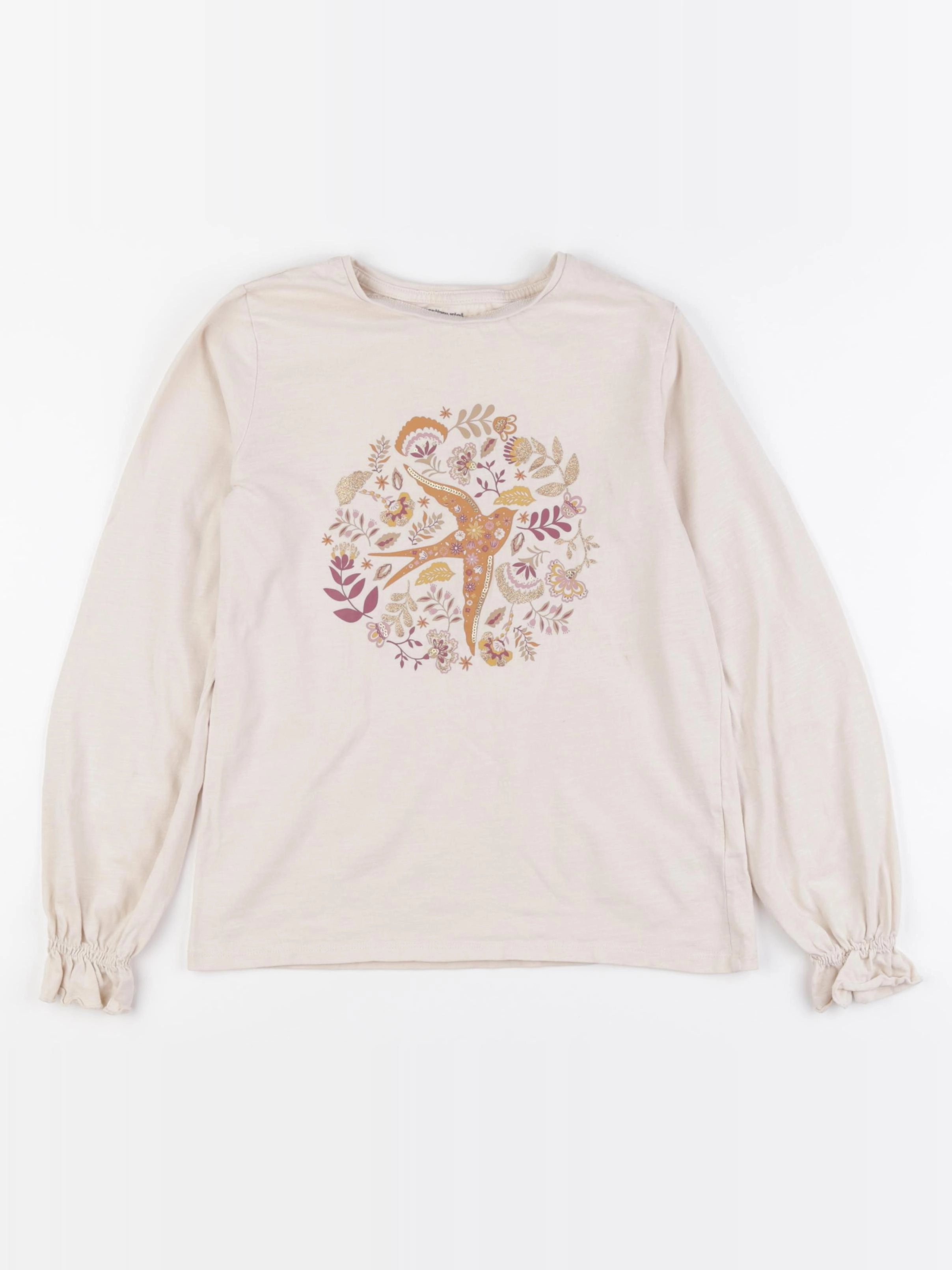 Vertbaudet - tee-shirt marron, or - 10 ans