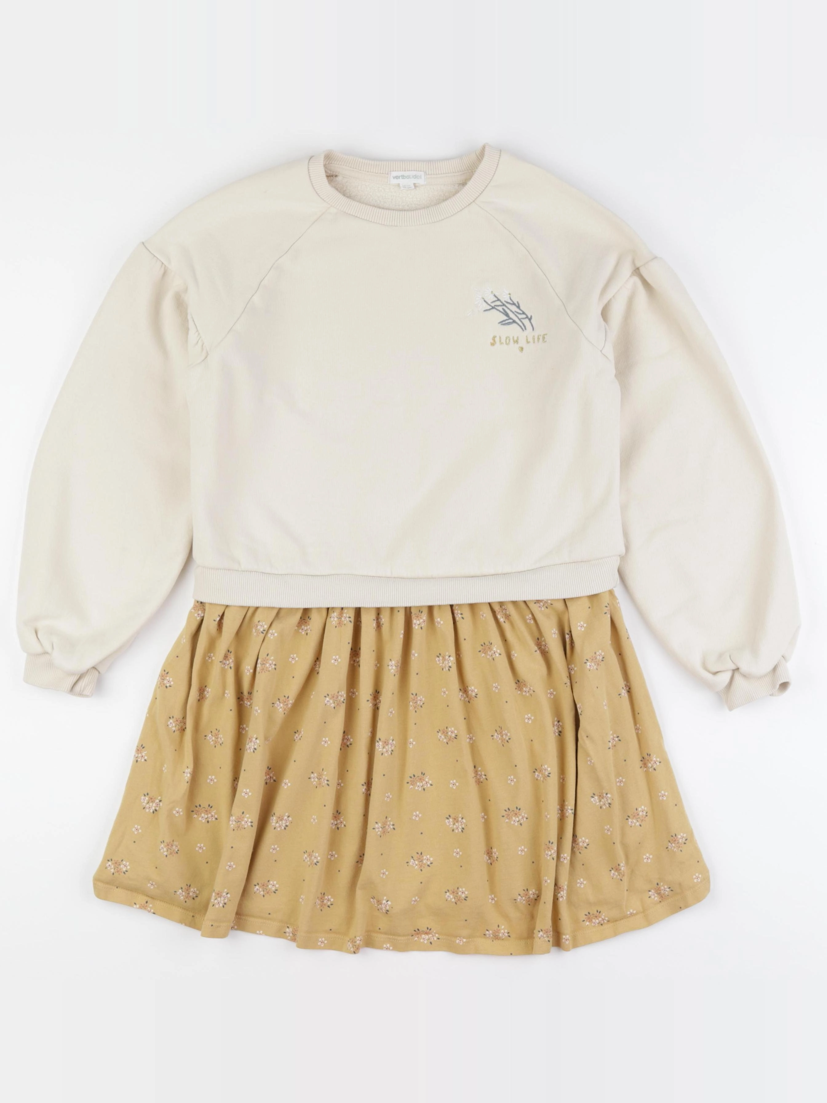 Vertbaudet - robe beige - 10 ans