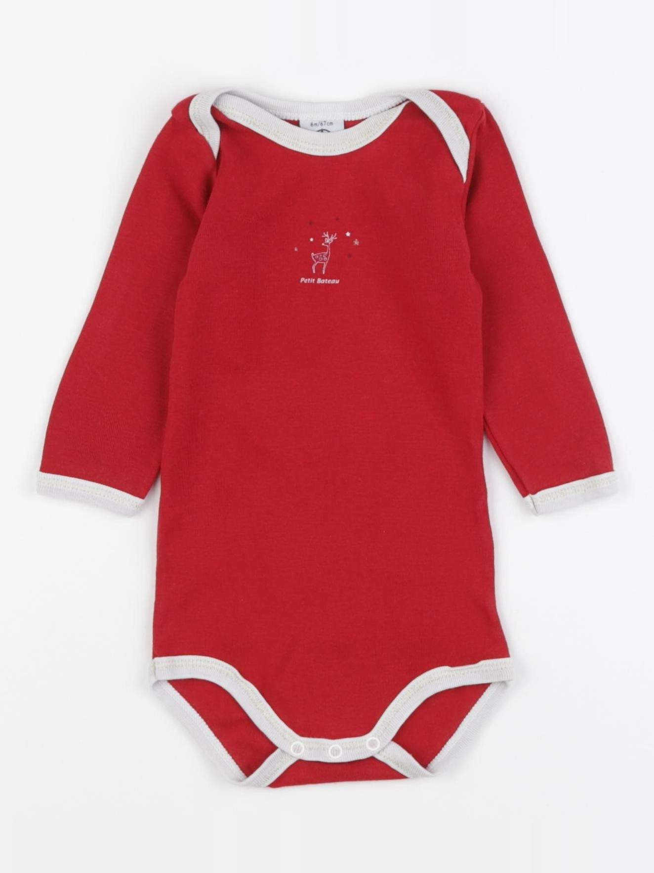 Petit Bateau - body rouge - 6 mois