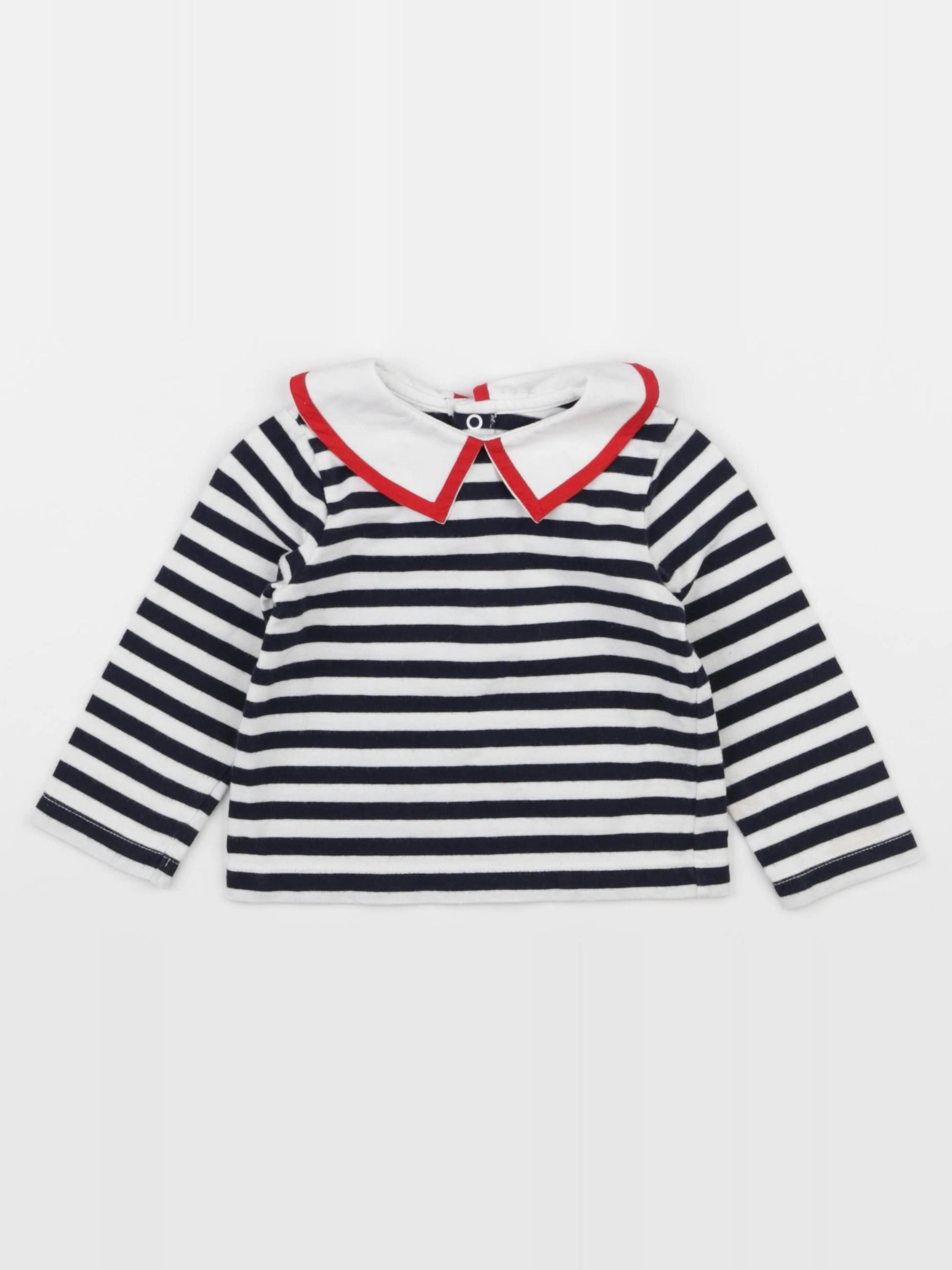 Jacadi - tee-shirt blanc, bleu - 12 mois