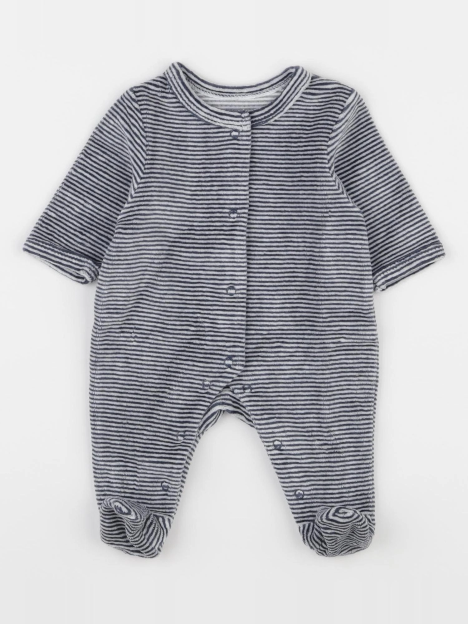 Vertbaudet - pyjama velours bleu, blanc - 0 mois