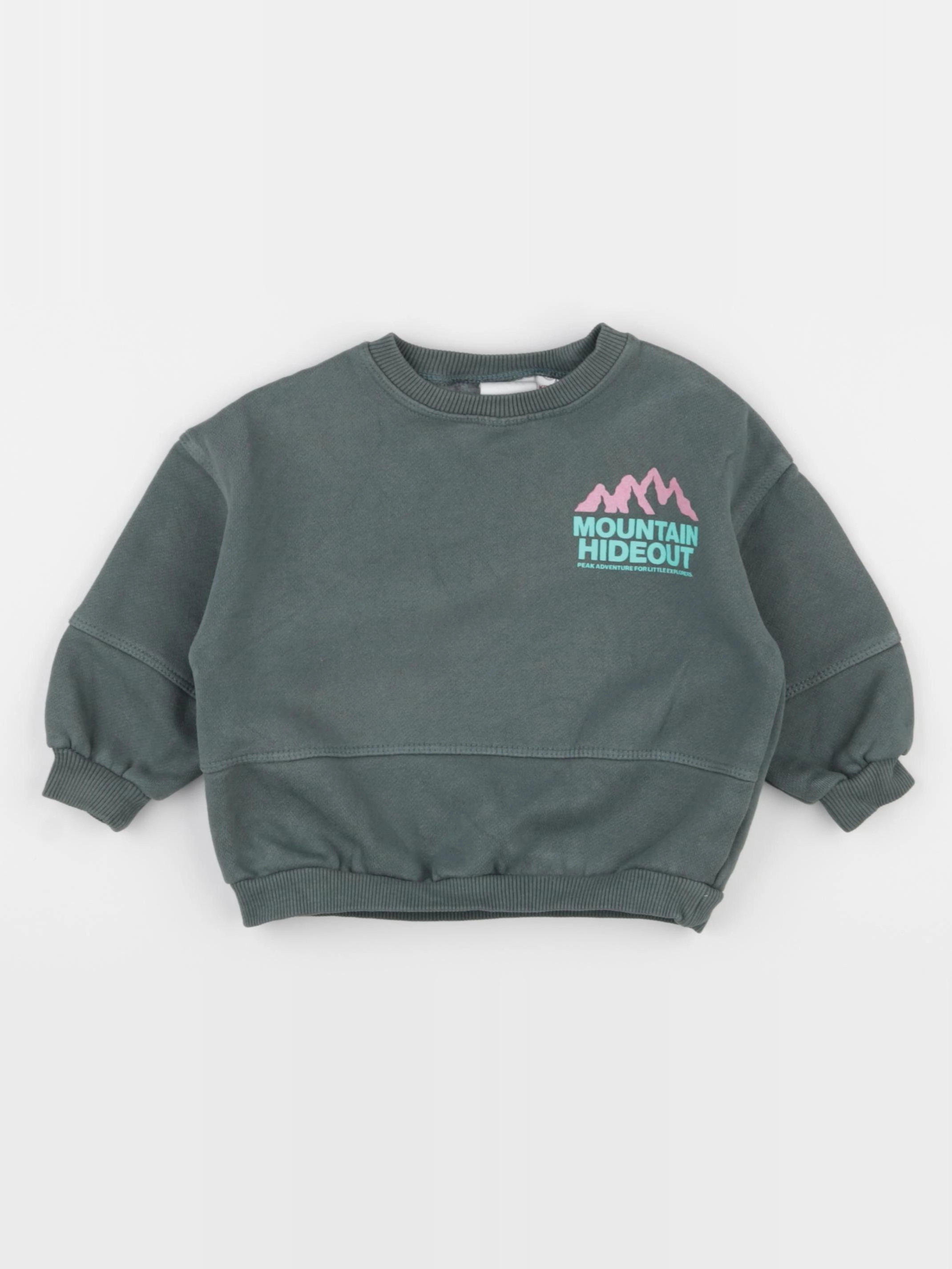 Zara - sweat imprimé au dos vert - 18 mois