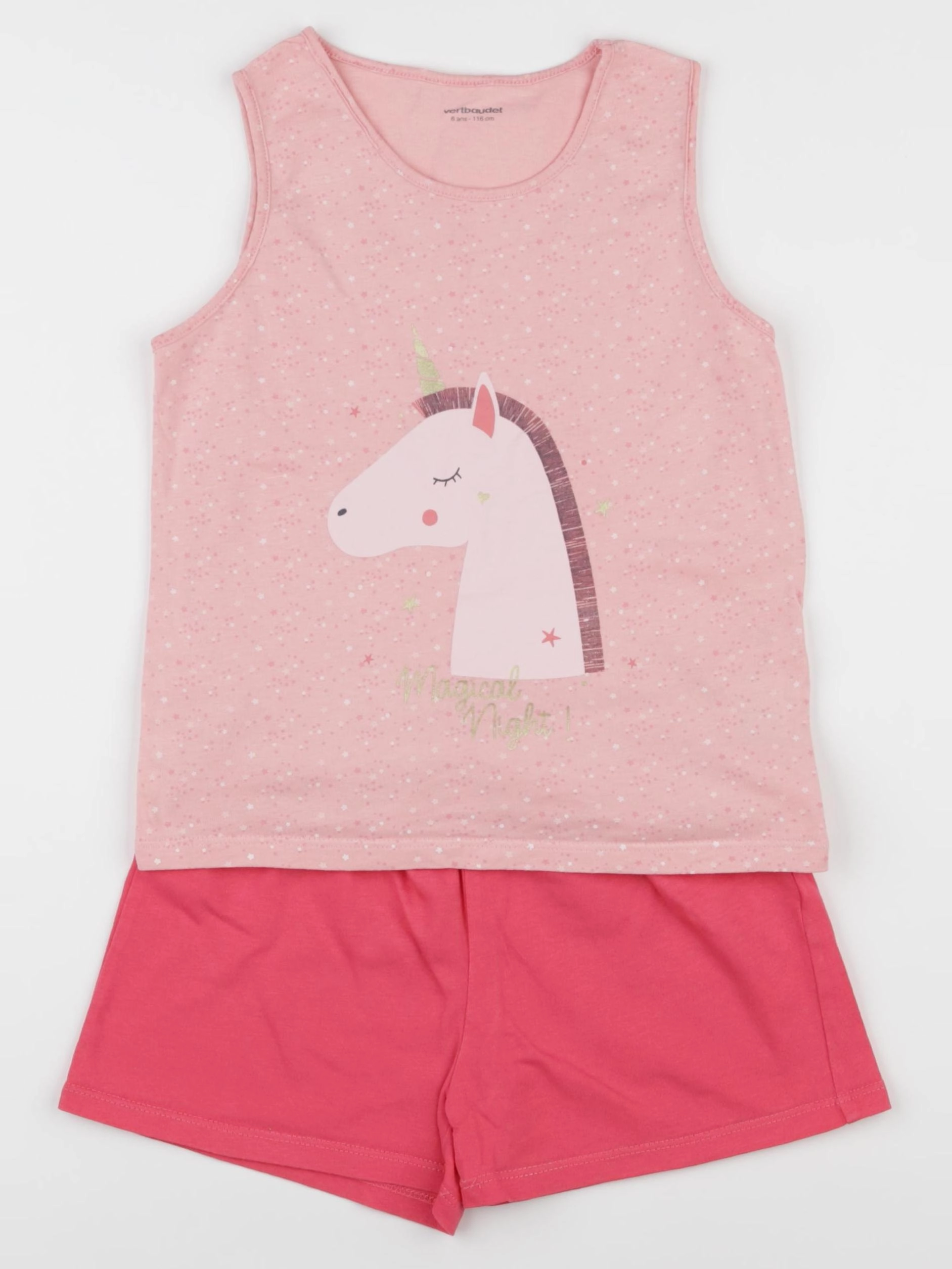 Vertbaudet - pyjama coton rose - 6 ans