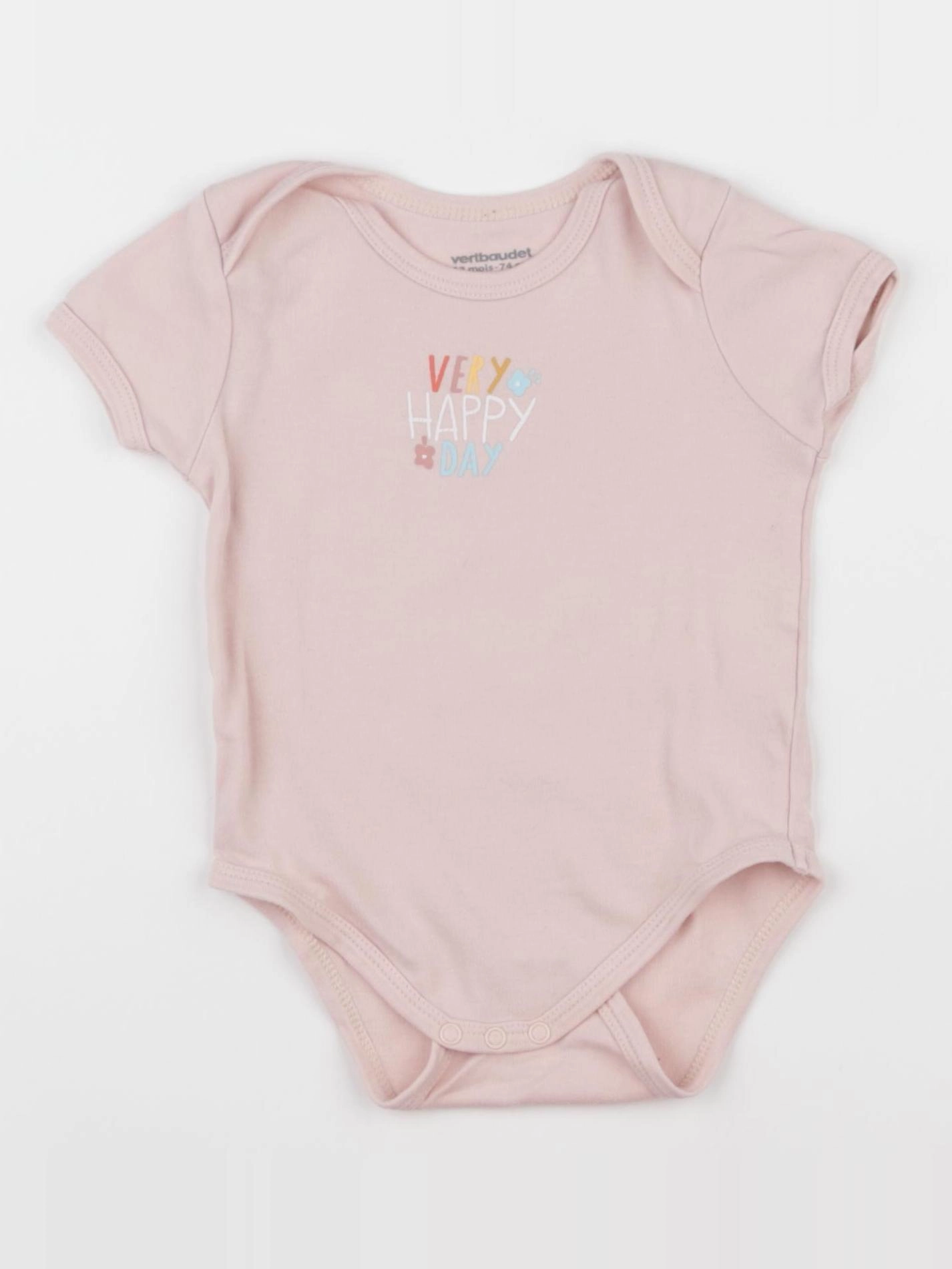 Vertbaudet - body rose - 12 mois
