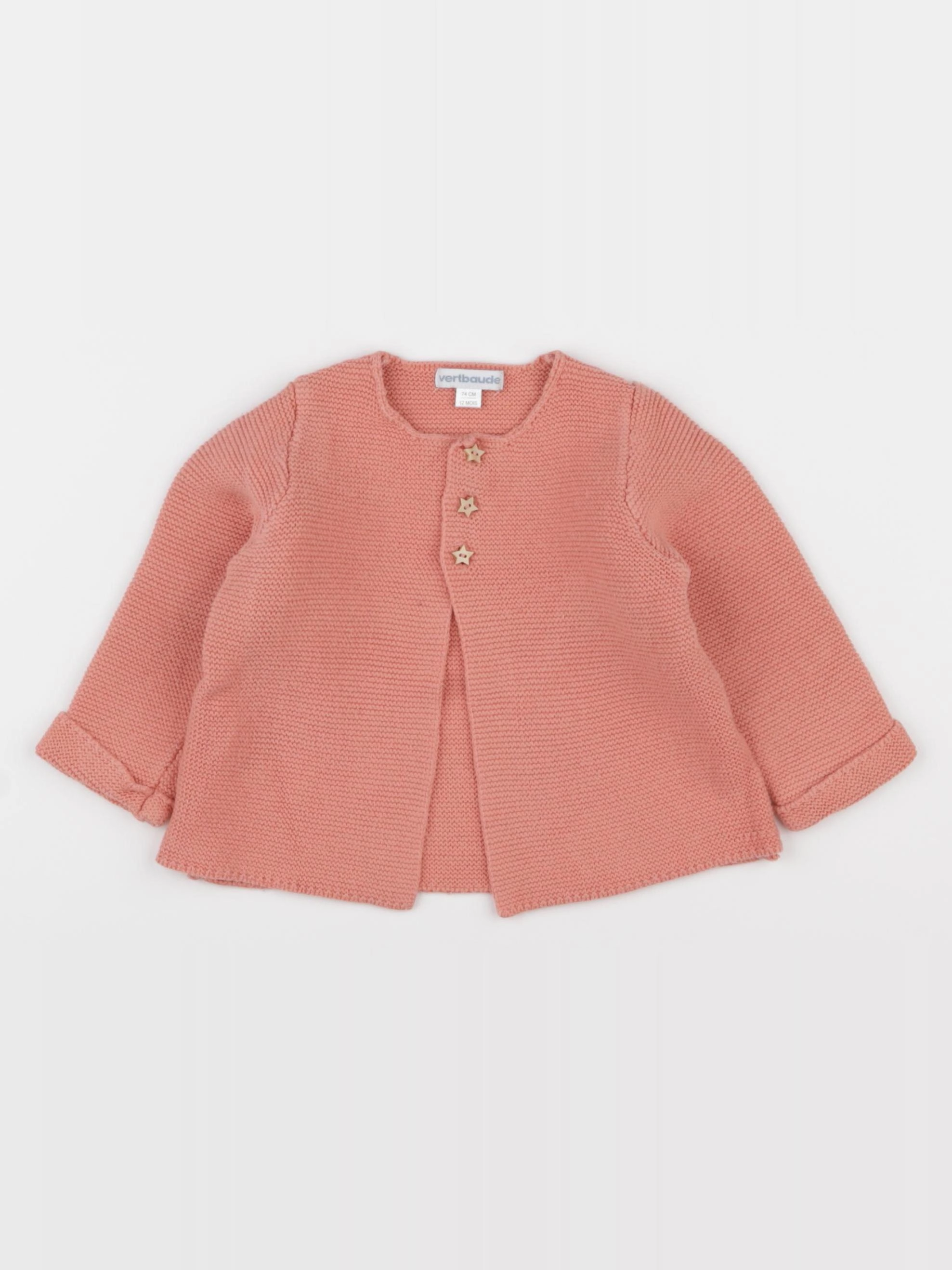 Vertbaudet - gilet rose - 12 mois