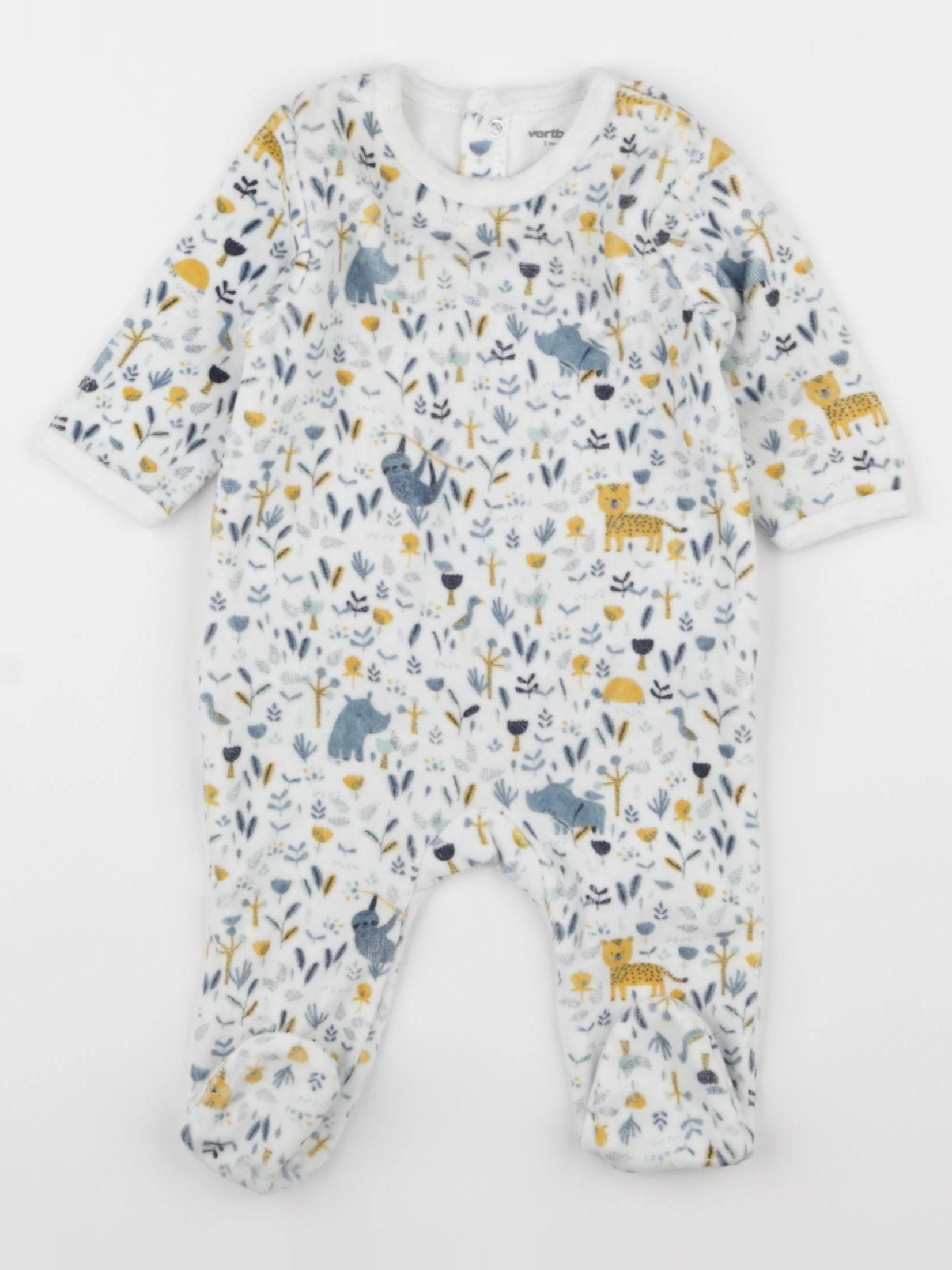 Vertbaudet - pyjama velours multicolore - 3 mois