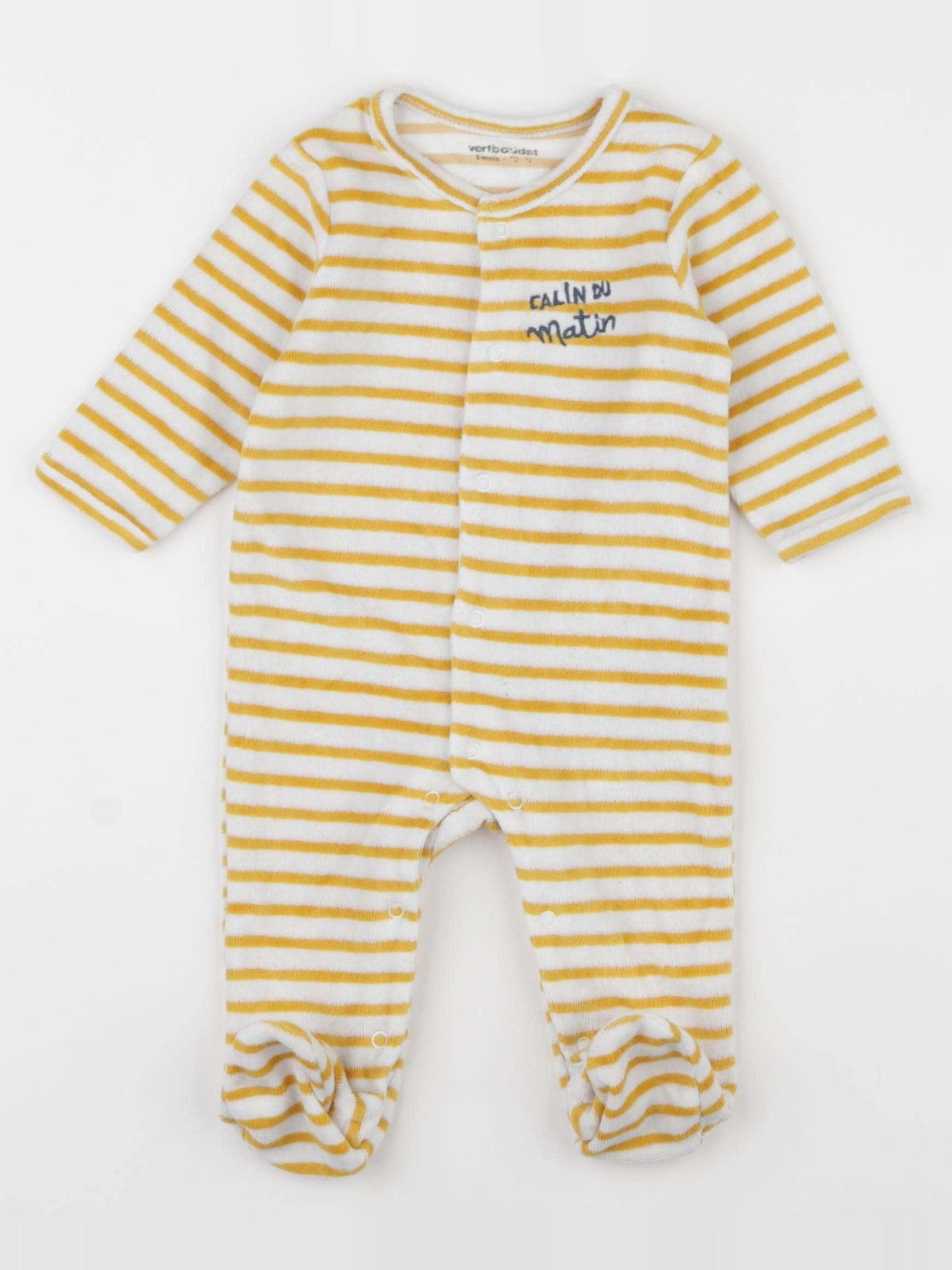Vertbaudet - pyjama velours jaune - 3 mois