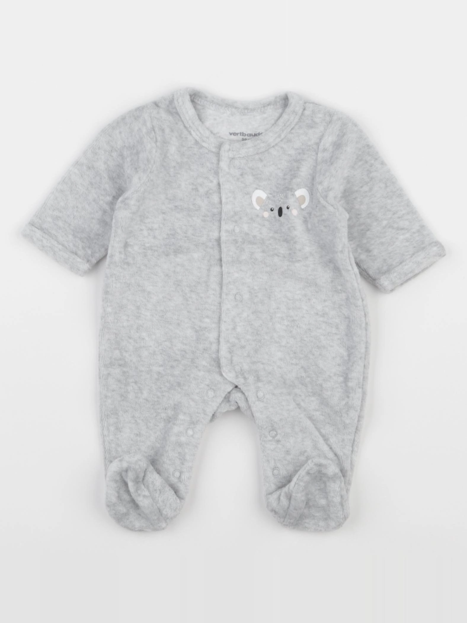Vertbaudet - pyjama velours gris - 0 mois
