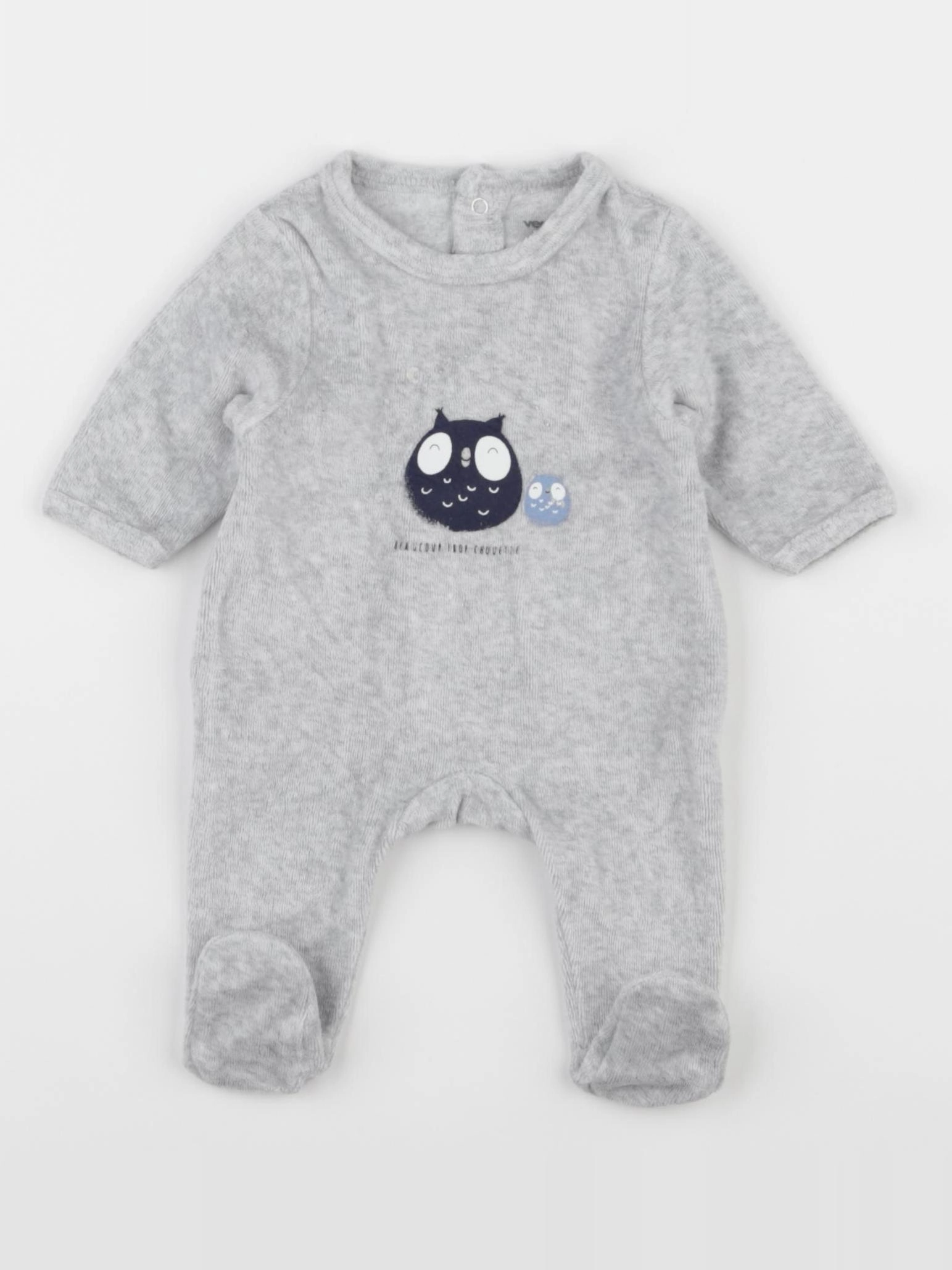Vertbaudet - pyjama velours gris - 0 mois