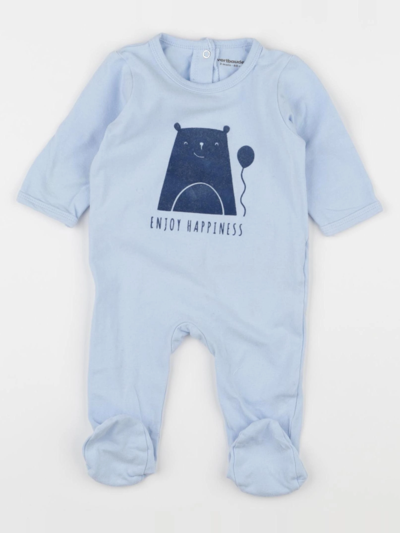 Vertbaudet - pyjama coton bleu - 3 mois