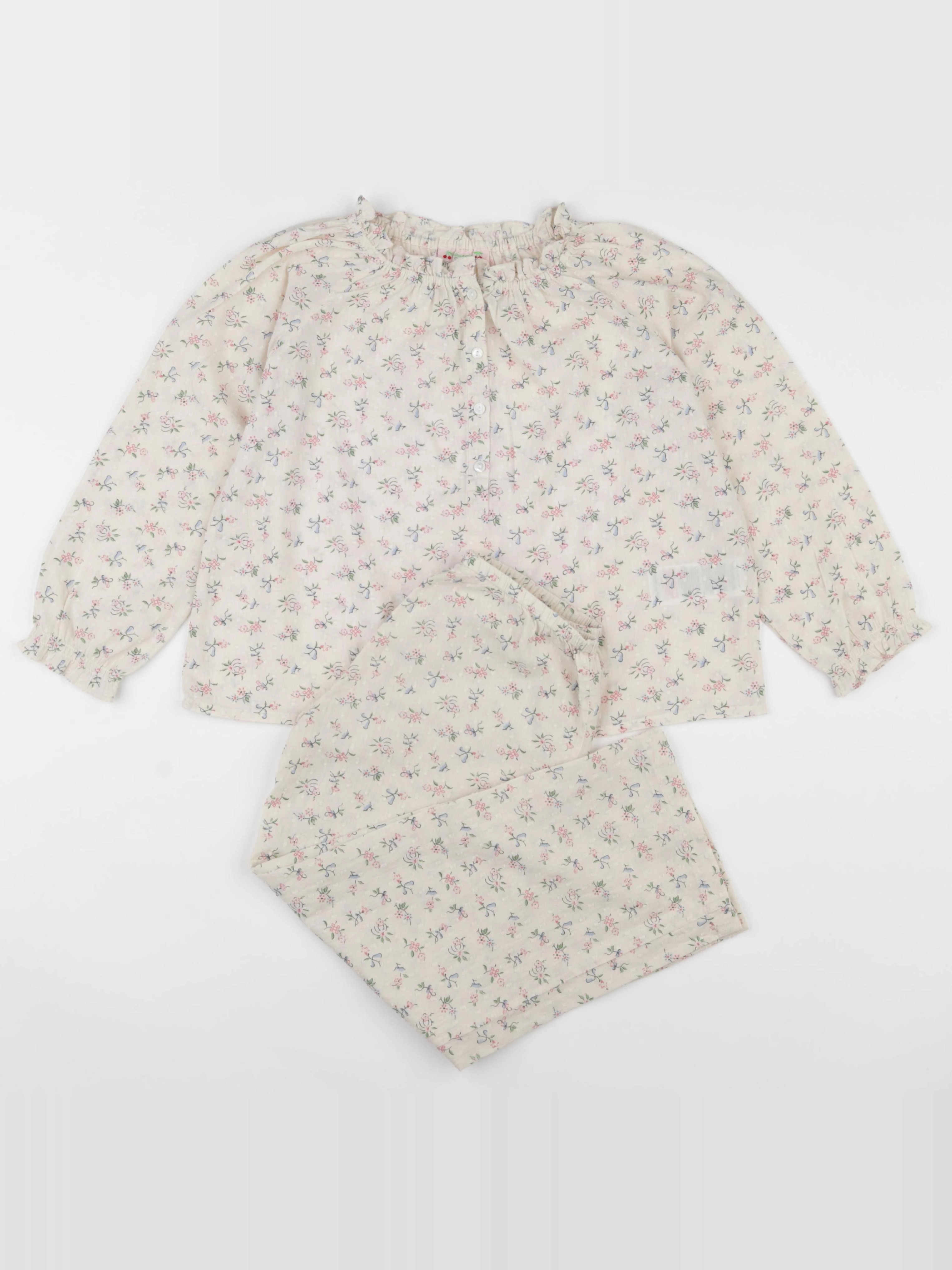 Bonpoint - pyjama coton beige, rose - 6 ans