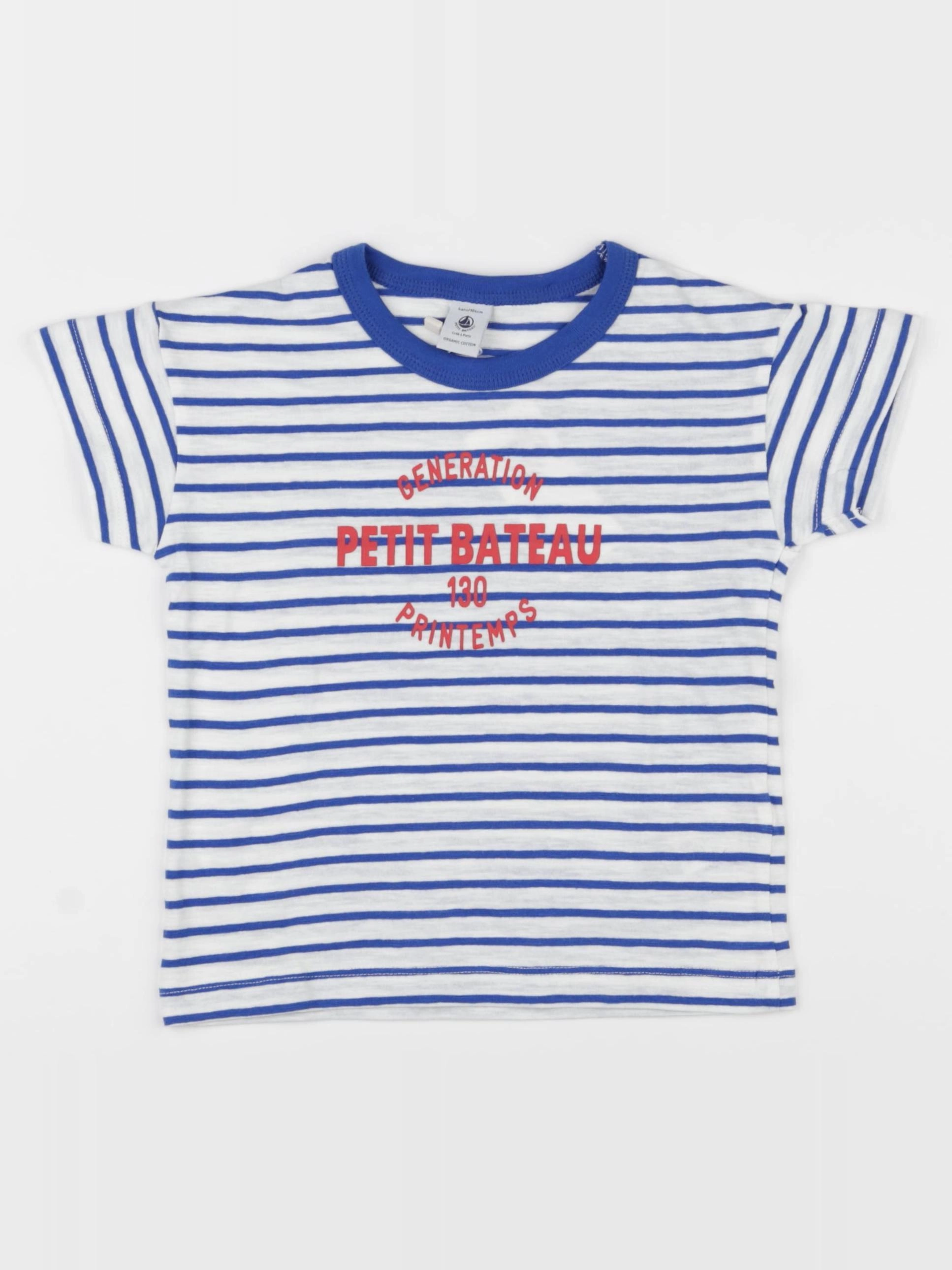 Petit Bateau - tee-shirt blanc, bleu - 4 ans