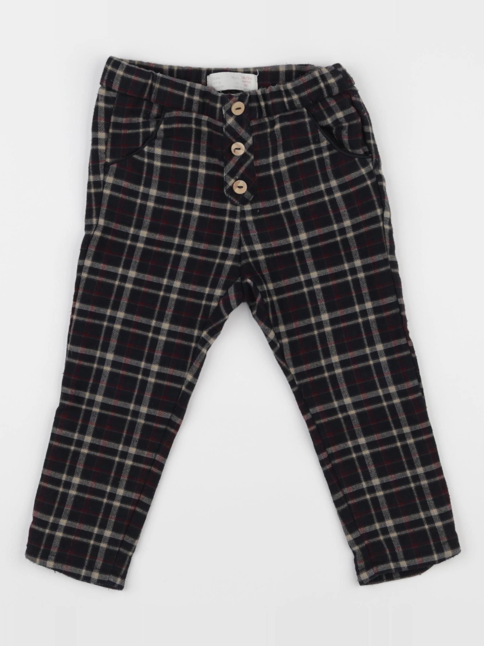 Zara - pantalon noir, rouge - 18/24 mois