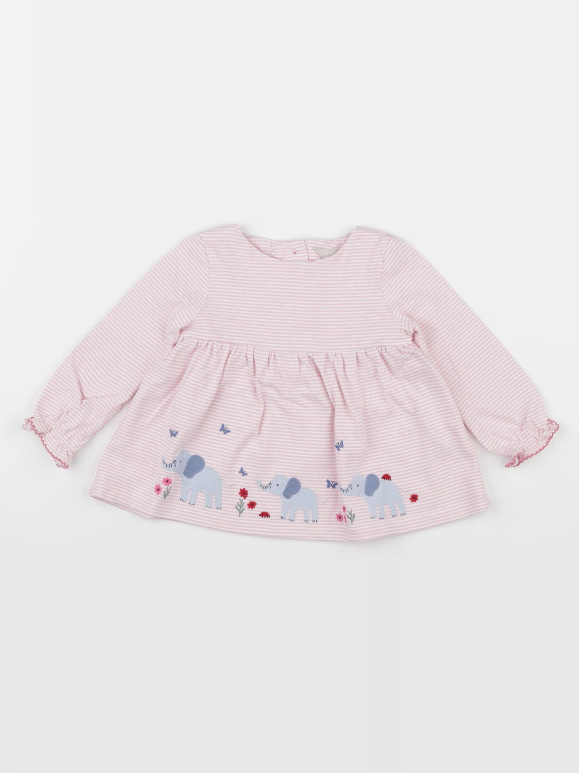 John Lewis - tee-shirt rose - 6/9 mois