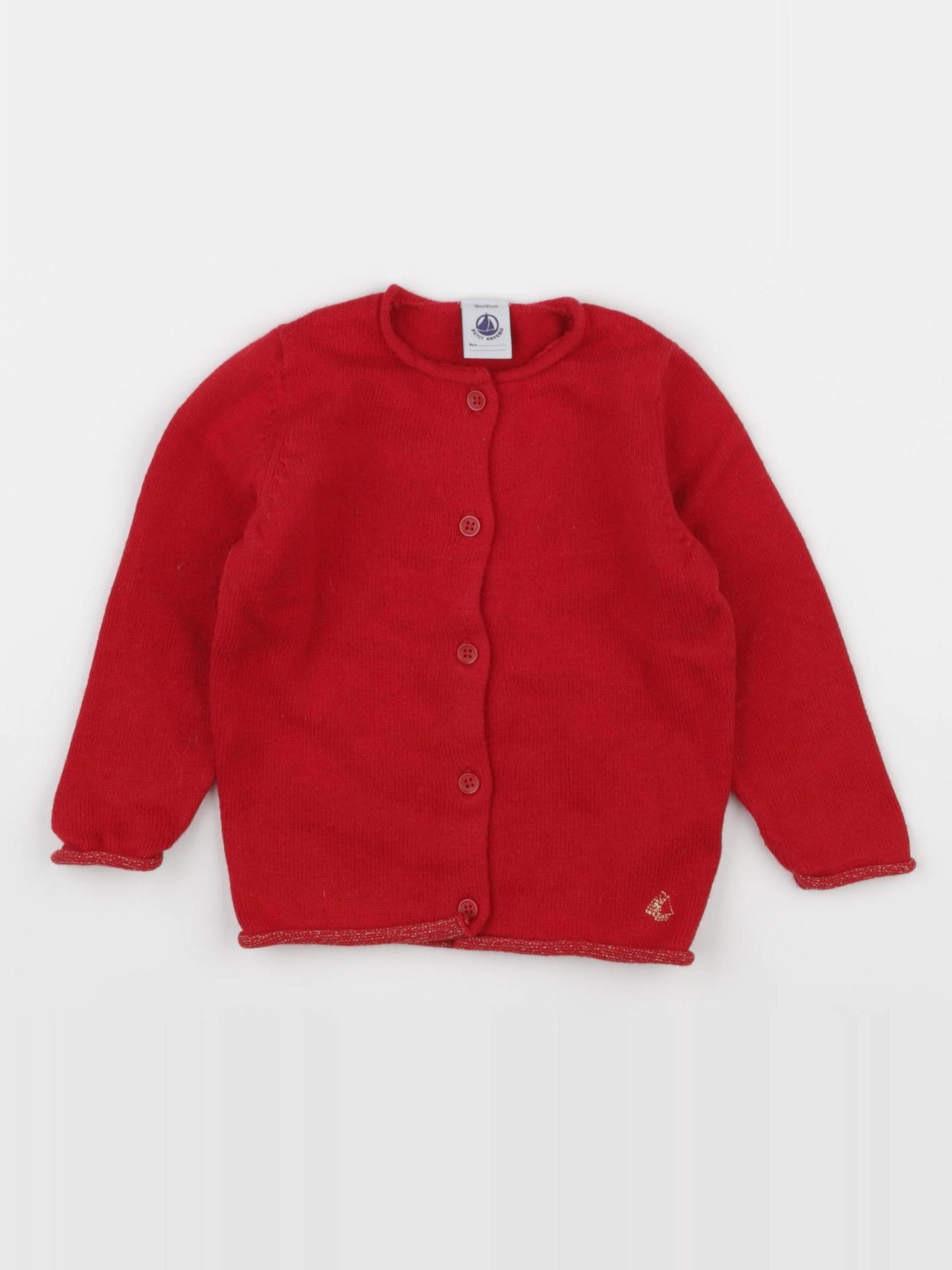 Petit Bateau - gilet rouge - 18 mois