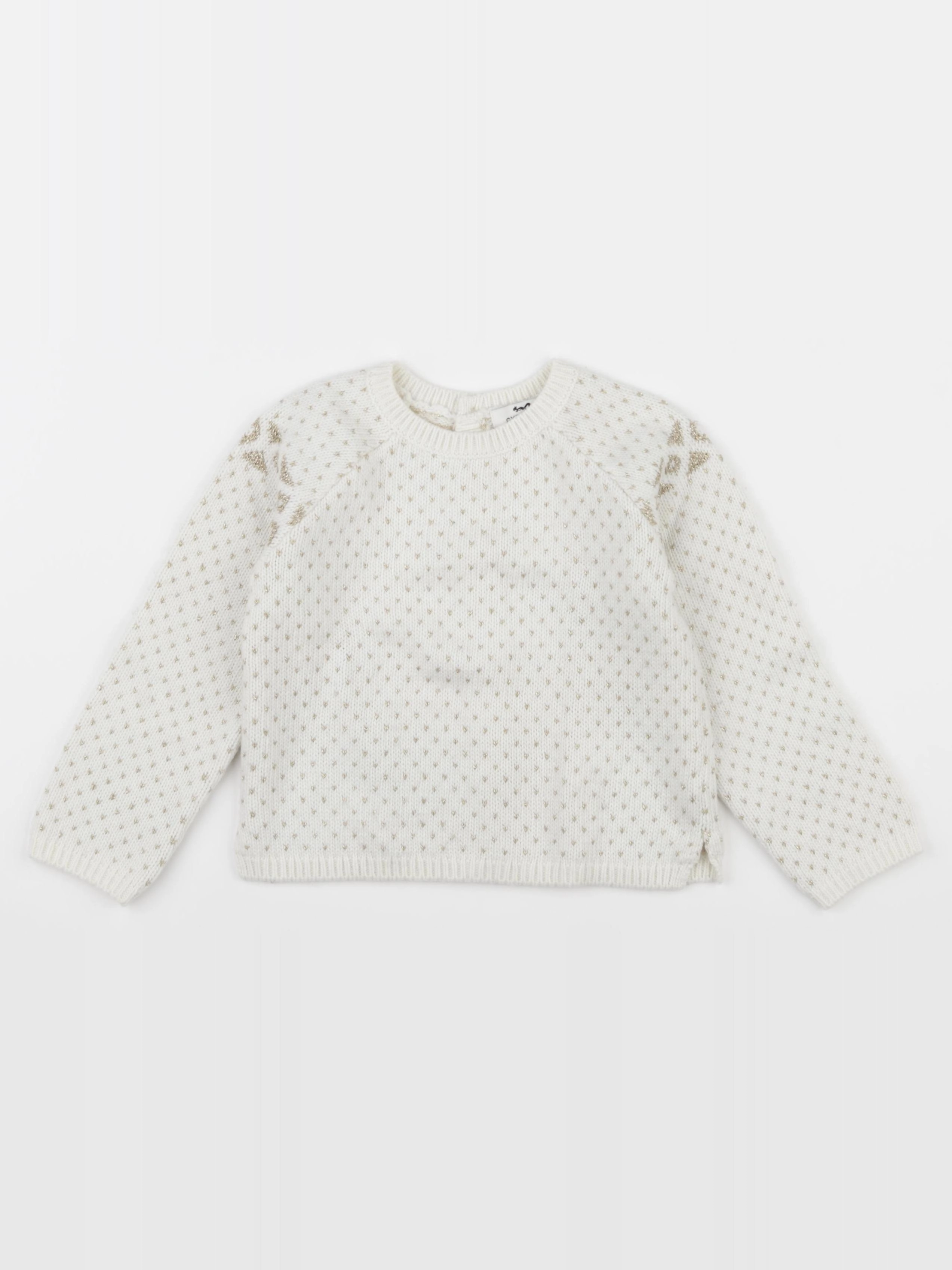 Cyrillus - pull blanc, or - 36 mois