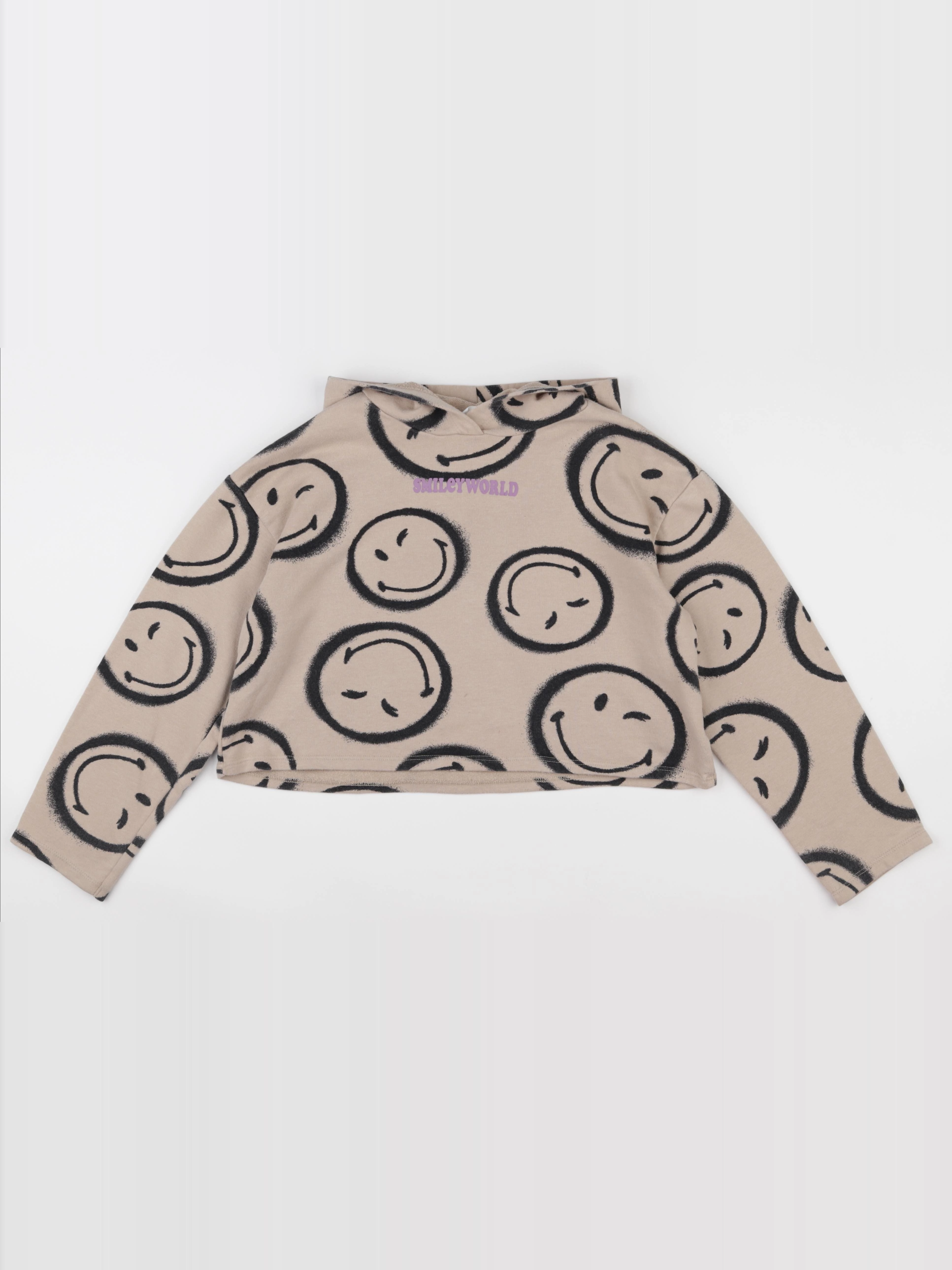 H&M - sweat court marron, noir - 10/12 ans