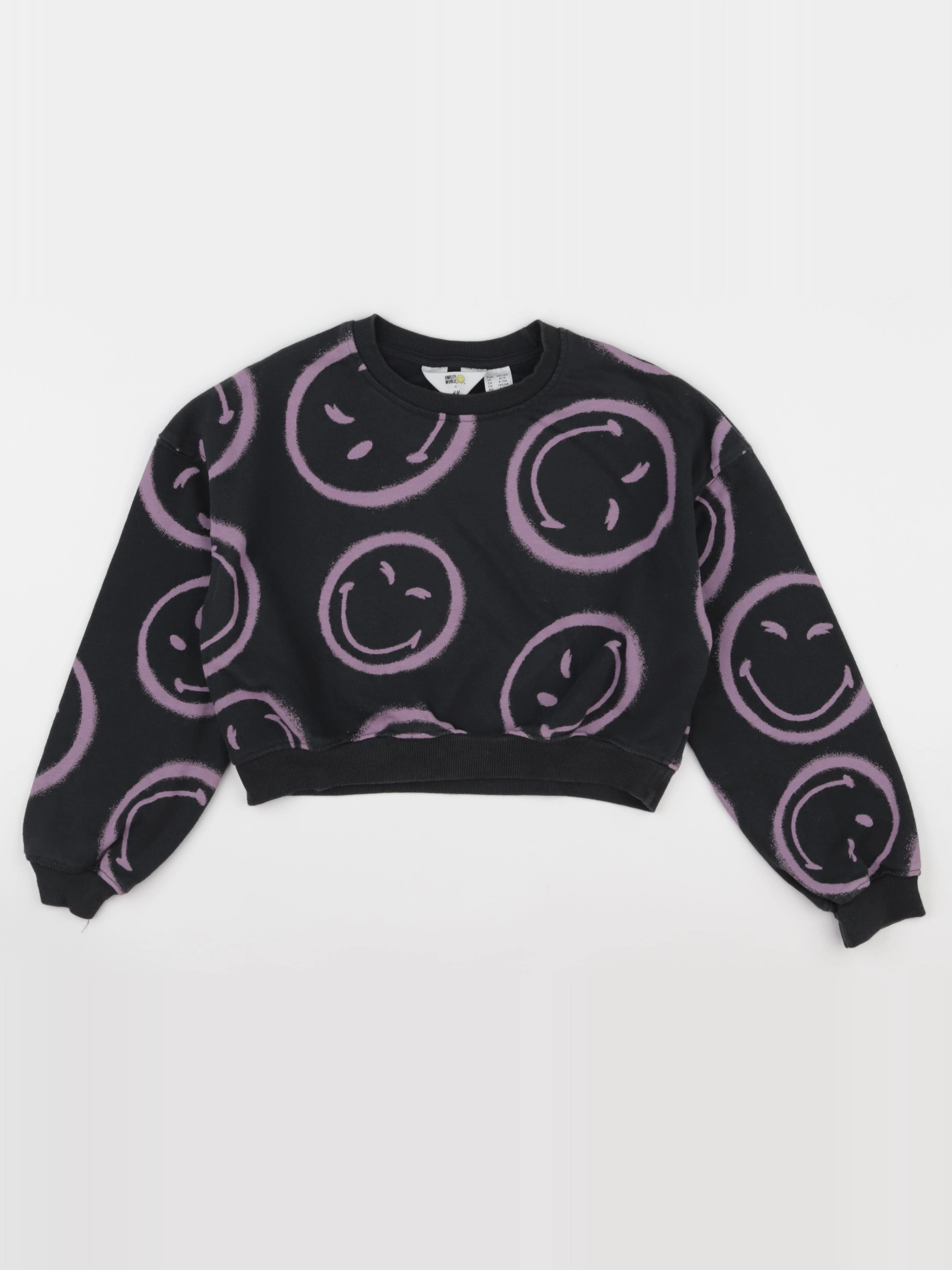 H&M - sweat court noir, violet - 8/10 ans