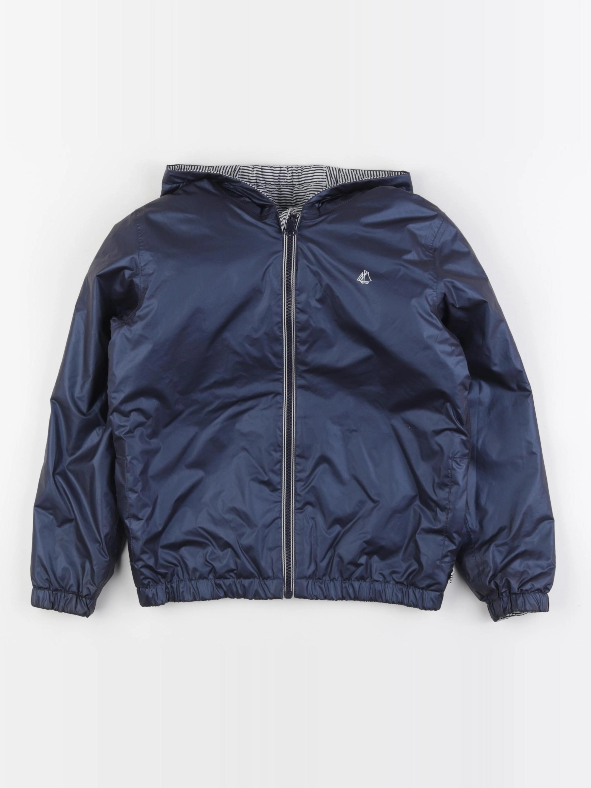 Petit Bateau - imperméable réversible bleu - 8 ans