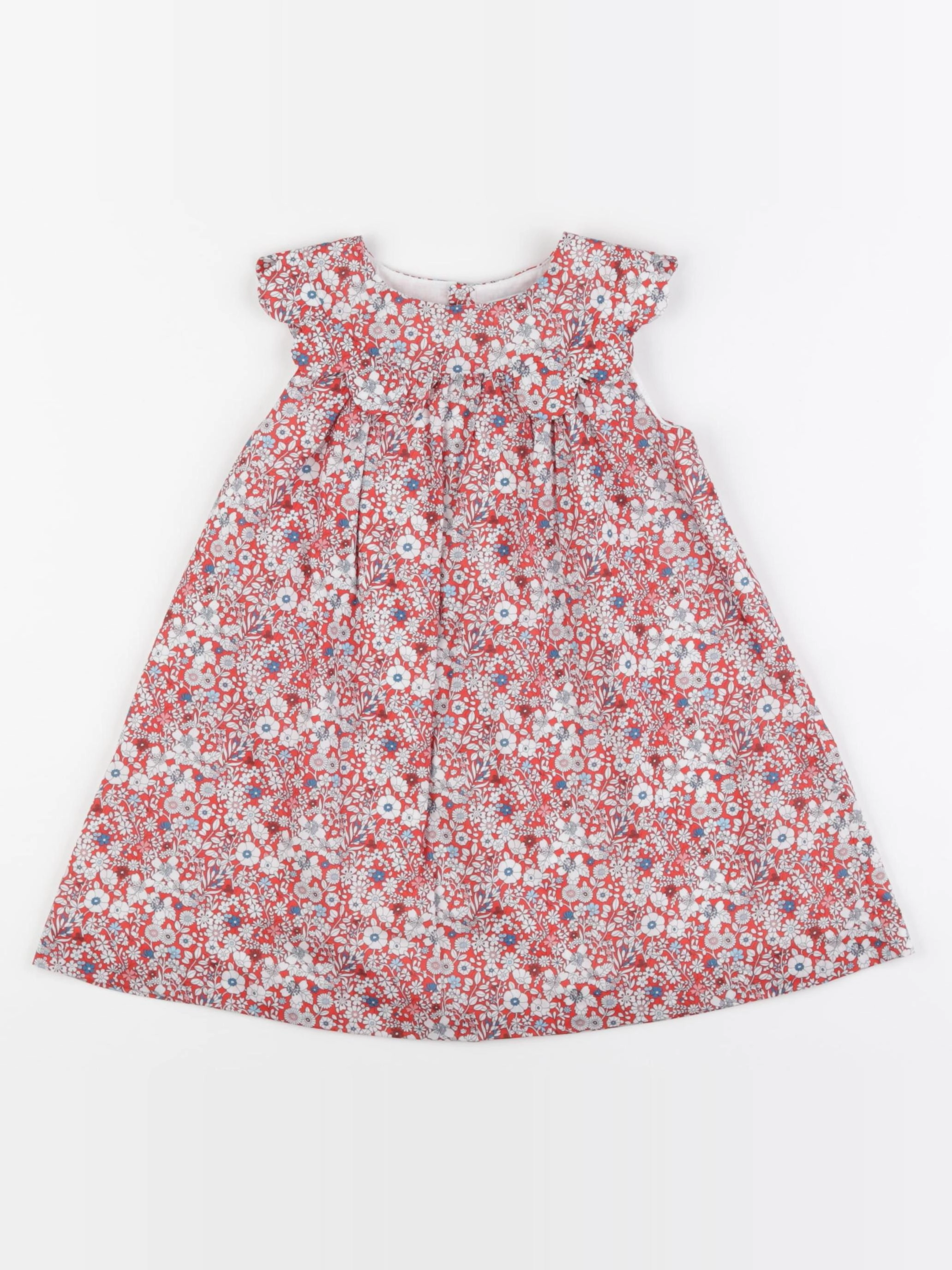 Jacadi - robe liberty rouge, blanc - 24 mois