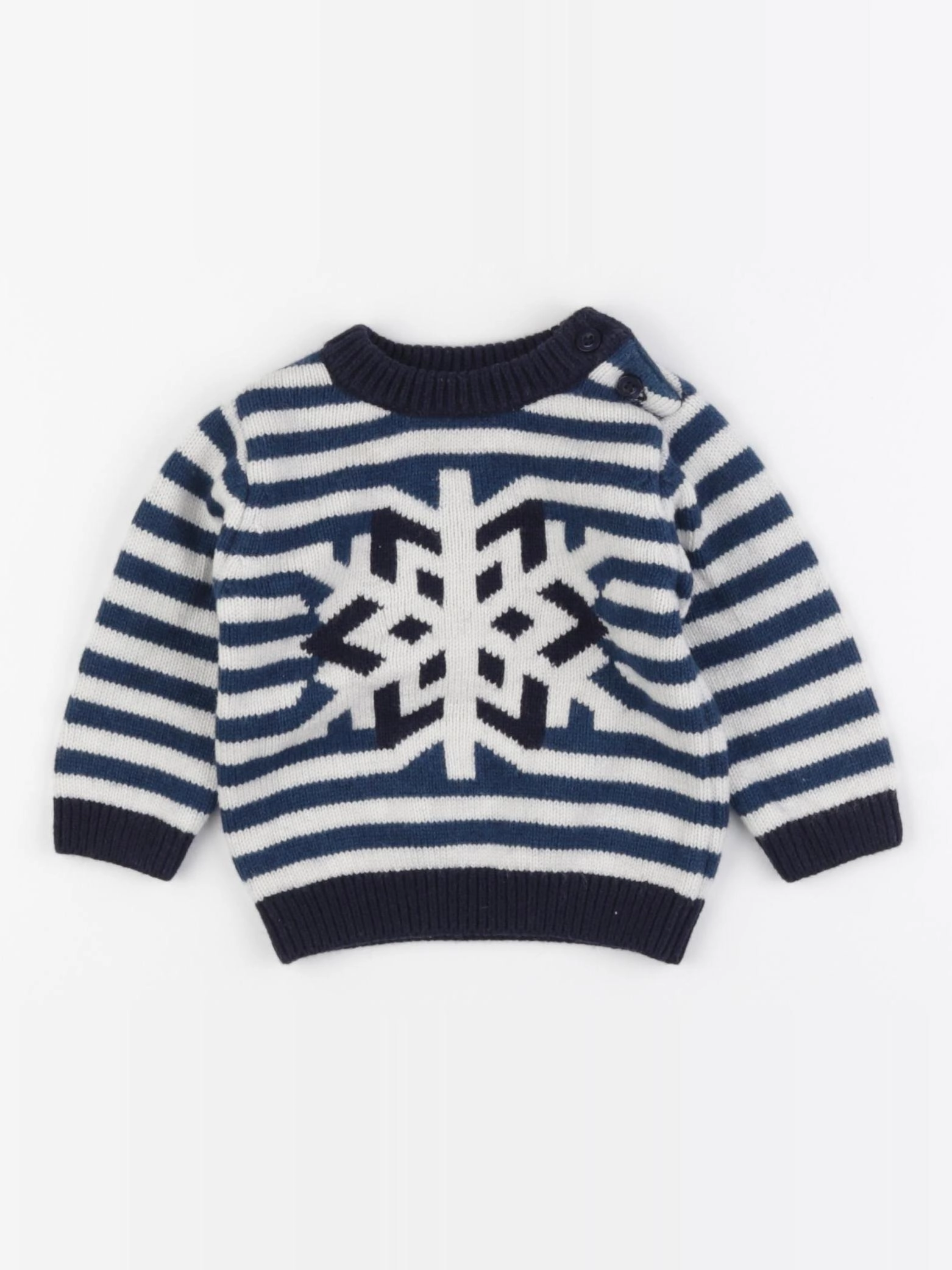 Jacadi - pull bleu, blanc - 6 mois