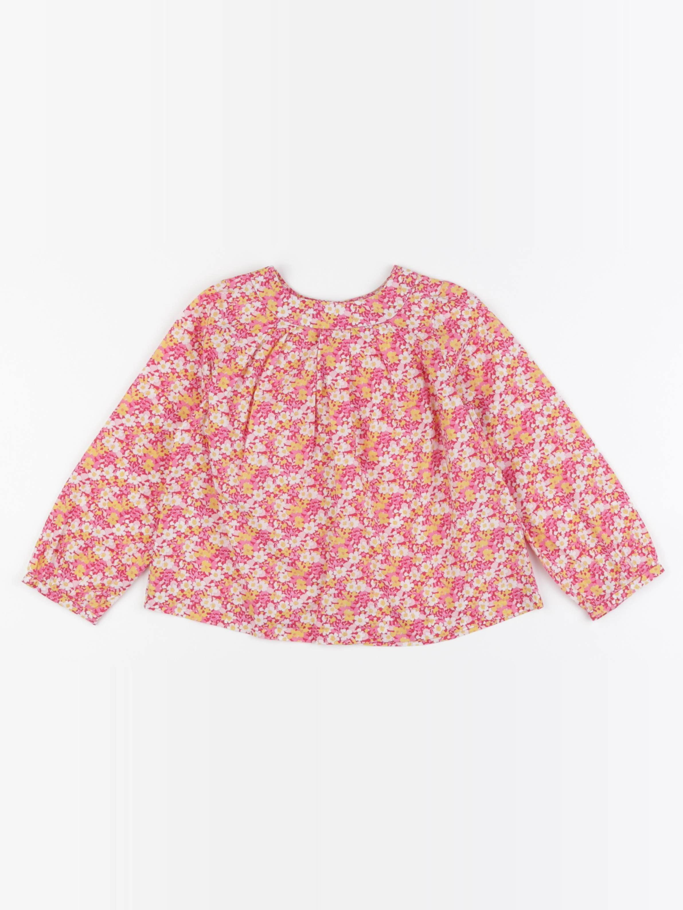 Jacadi - blouse liberty jaune, rose - 36 mois