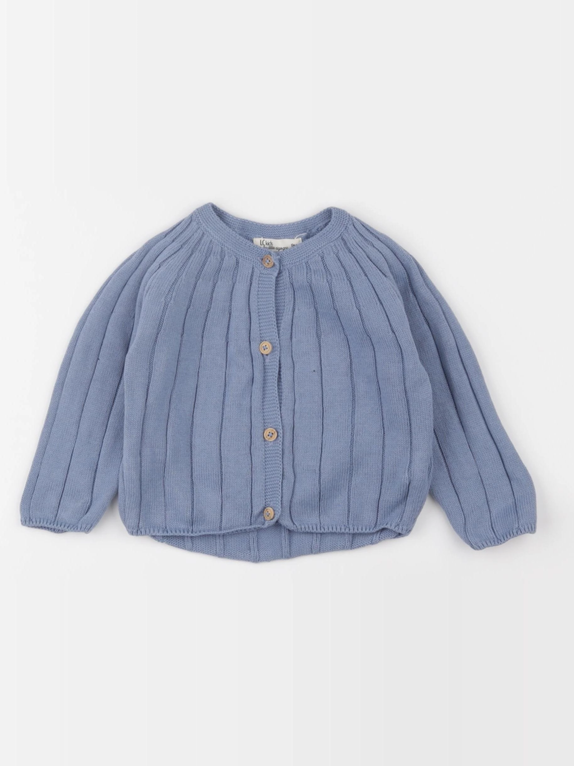 Little Cigogne - gilet bleu - 9 mois